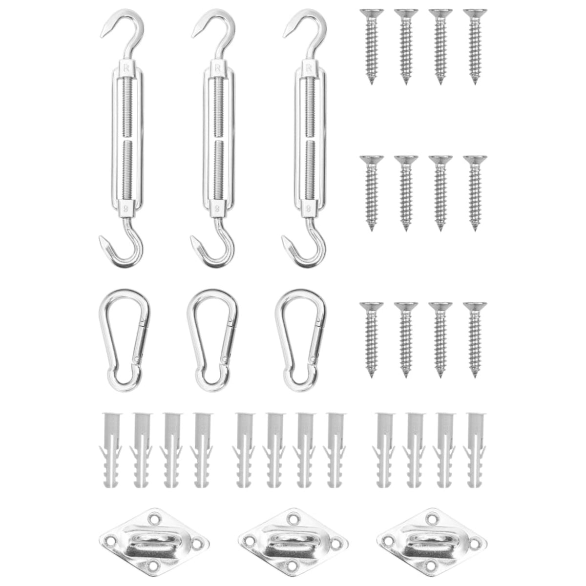 Vidaxl 9 Piece Sunshade Sail Accessory Set Stainless Steel