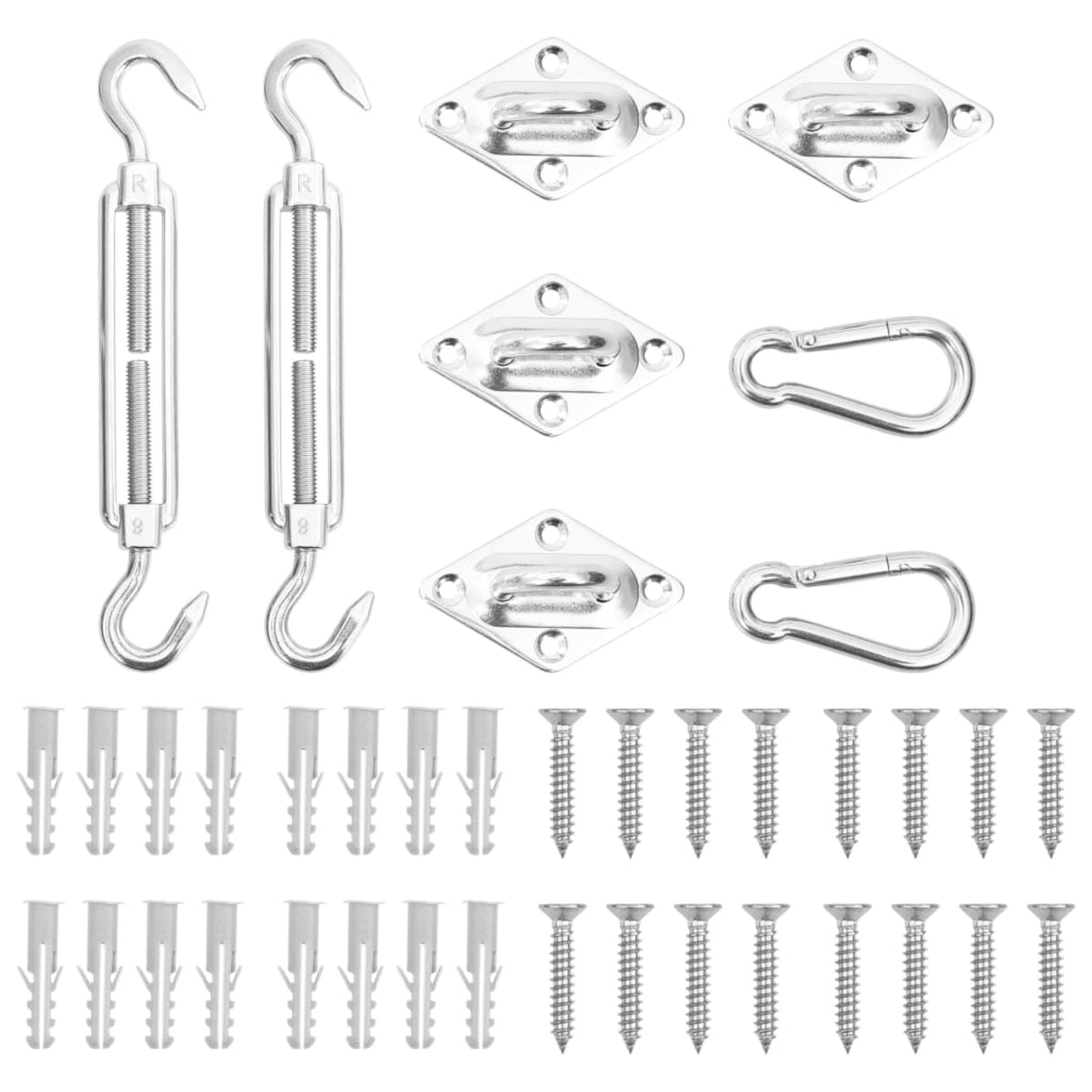 Vidaxl 8 Piece Sunshade Sail Accessory Set Stainless Steel