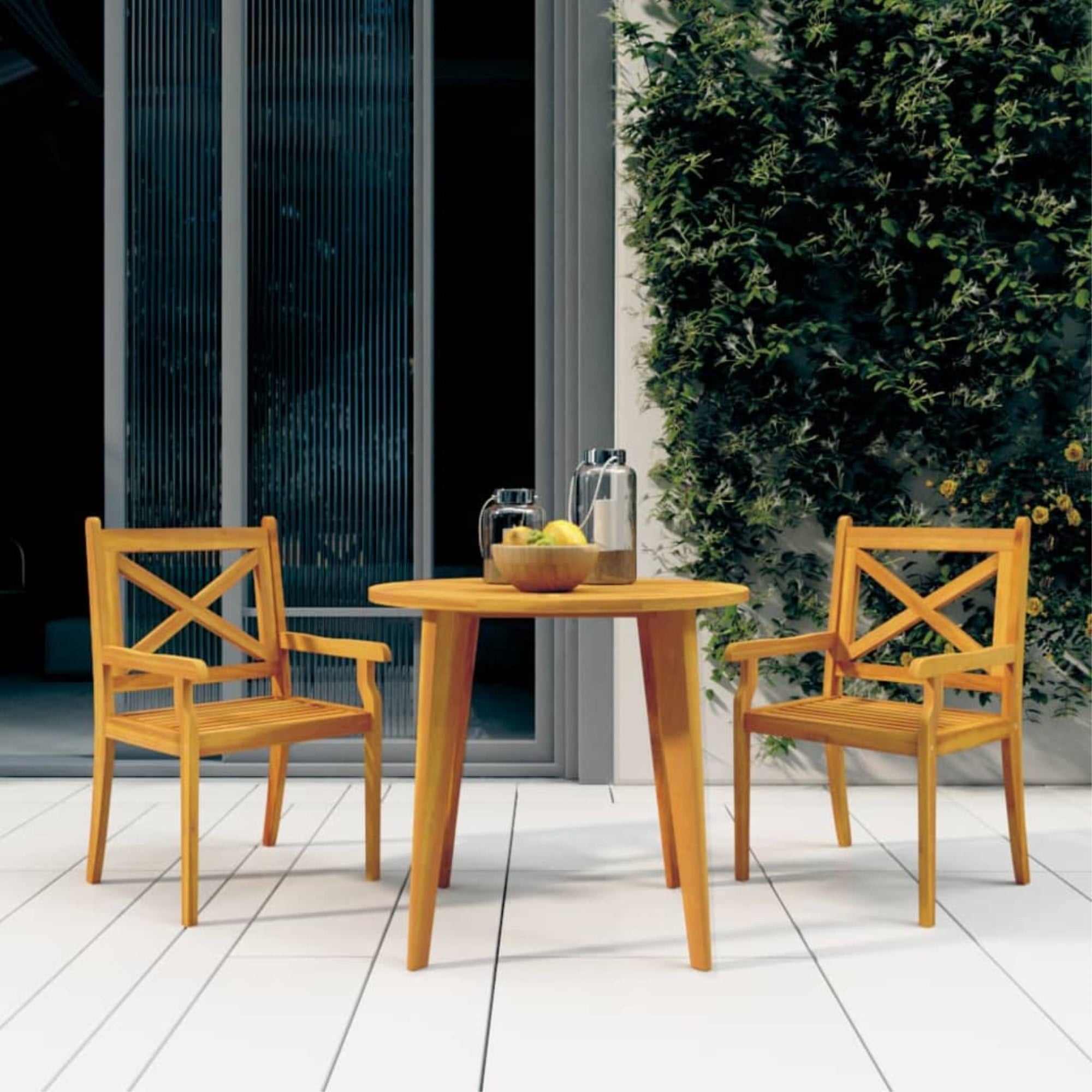 Vidaxl Patio Dining Chairs 2 Pcs Solid Wood Acacia