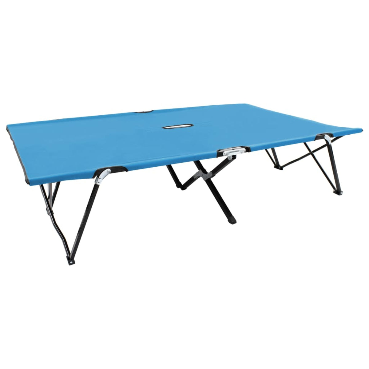 Vidaxl Two Person Folding Sun Lounger Blue Steel