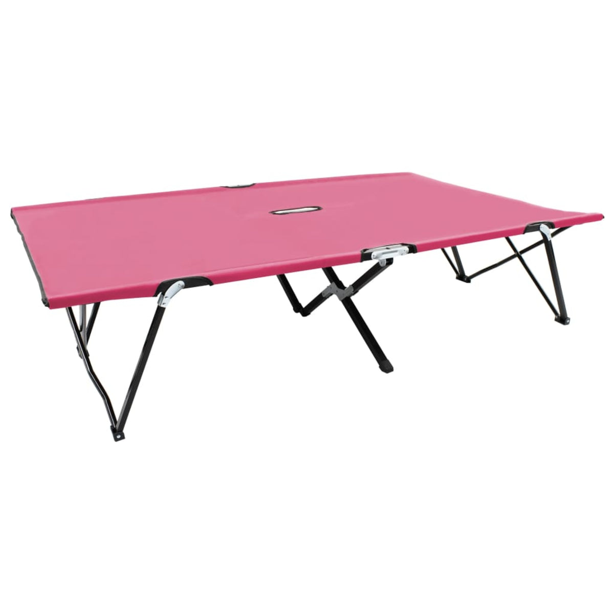 Vidaxl Two Person Folding Sun Lounger Pink Steel