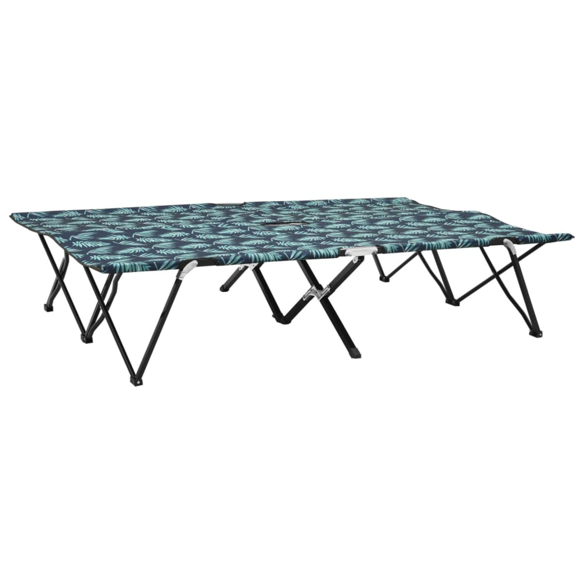 Vidaxl Two Person Folding Sun Lounger Leaf Print Steel