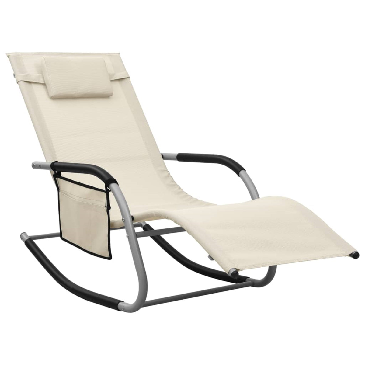 Vidaxl Sun Lounger Textilene Cream And Gray