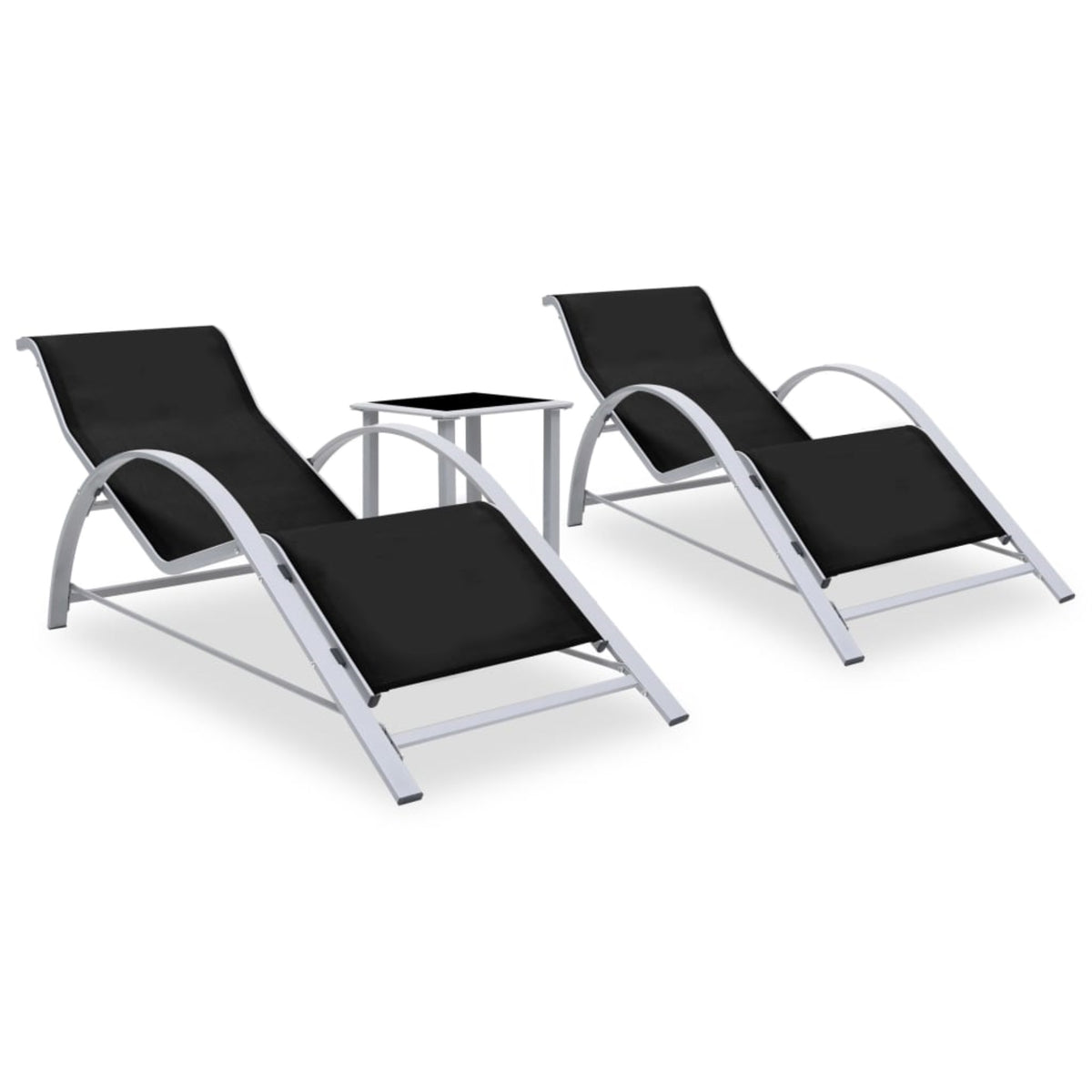 Vidaxl Sun Loungers 2 Pcs With Table Aluminum Black