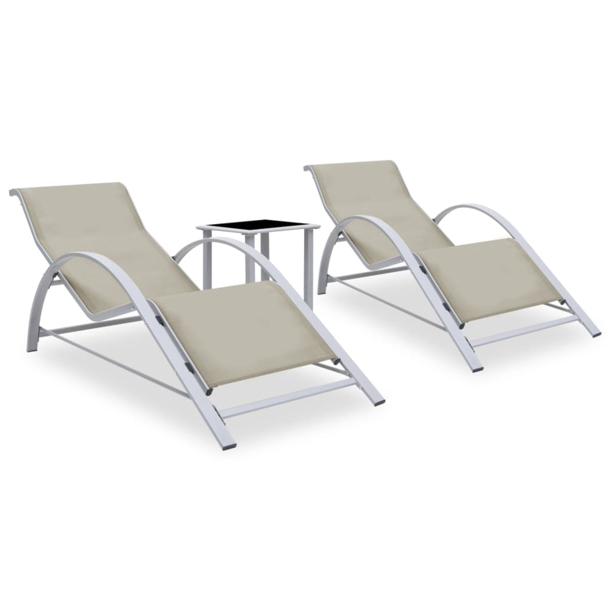 Vidaxl Sun Loungers 2 Pcs With Table Aluminum Cream