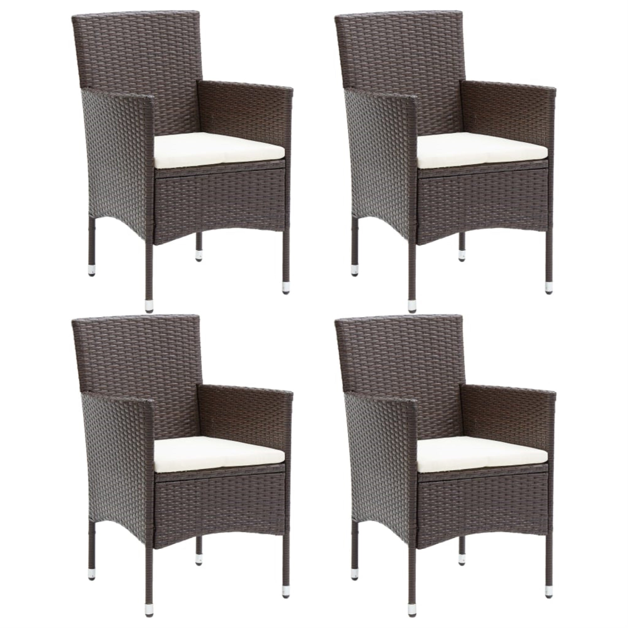 Vidaxl Garden Dining Chairs 4 Pcs Poly Rattan Brown