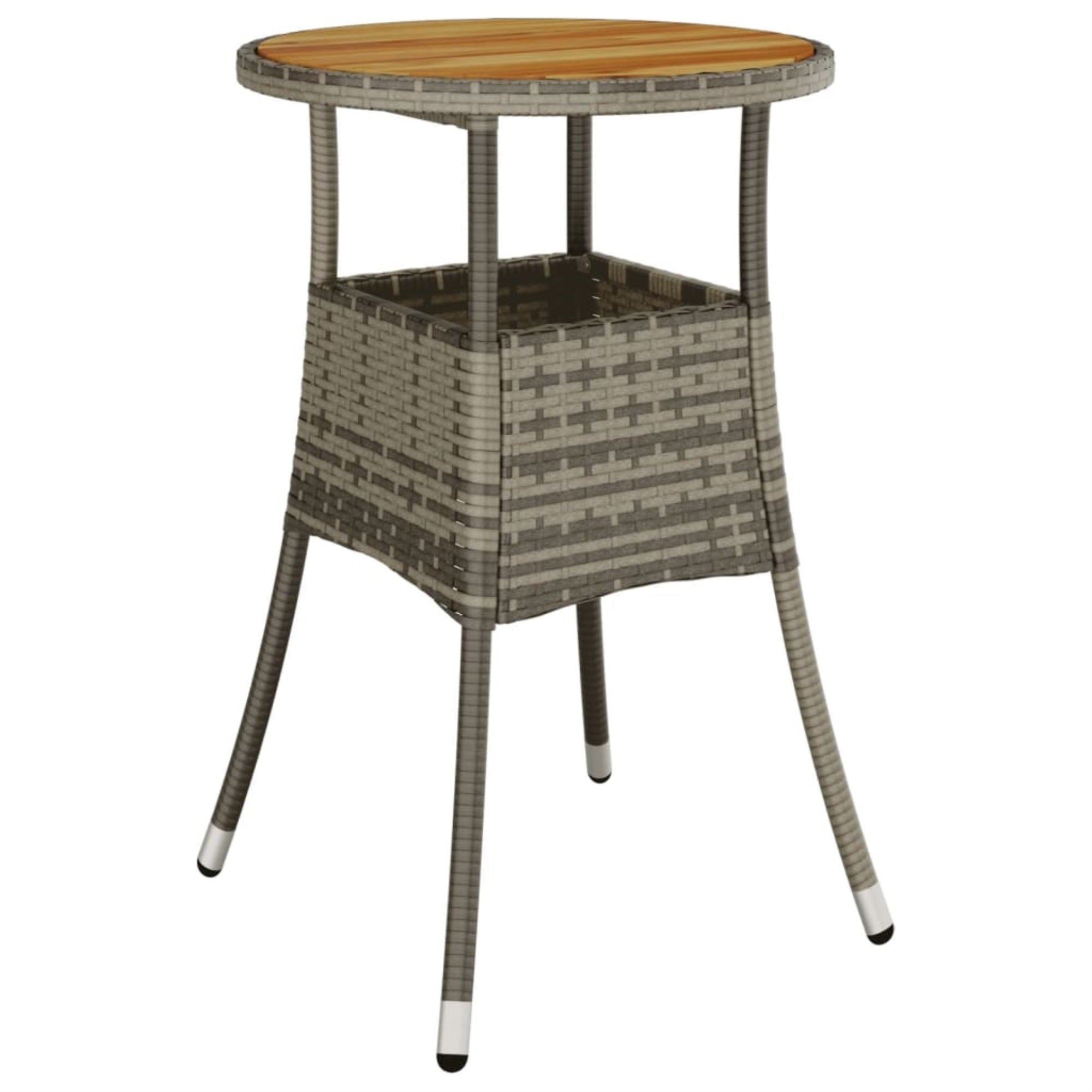Vidaxl Patio Table 23.6'X29.5' Acacia Wood And Poly Rattan Gray