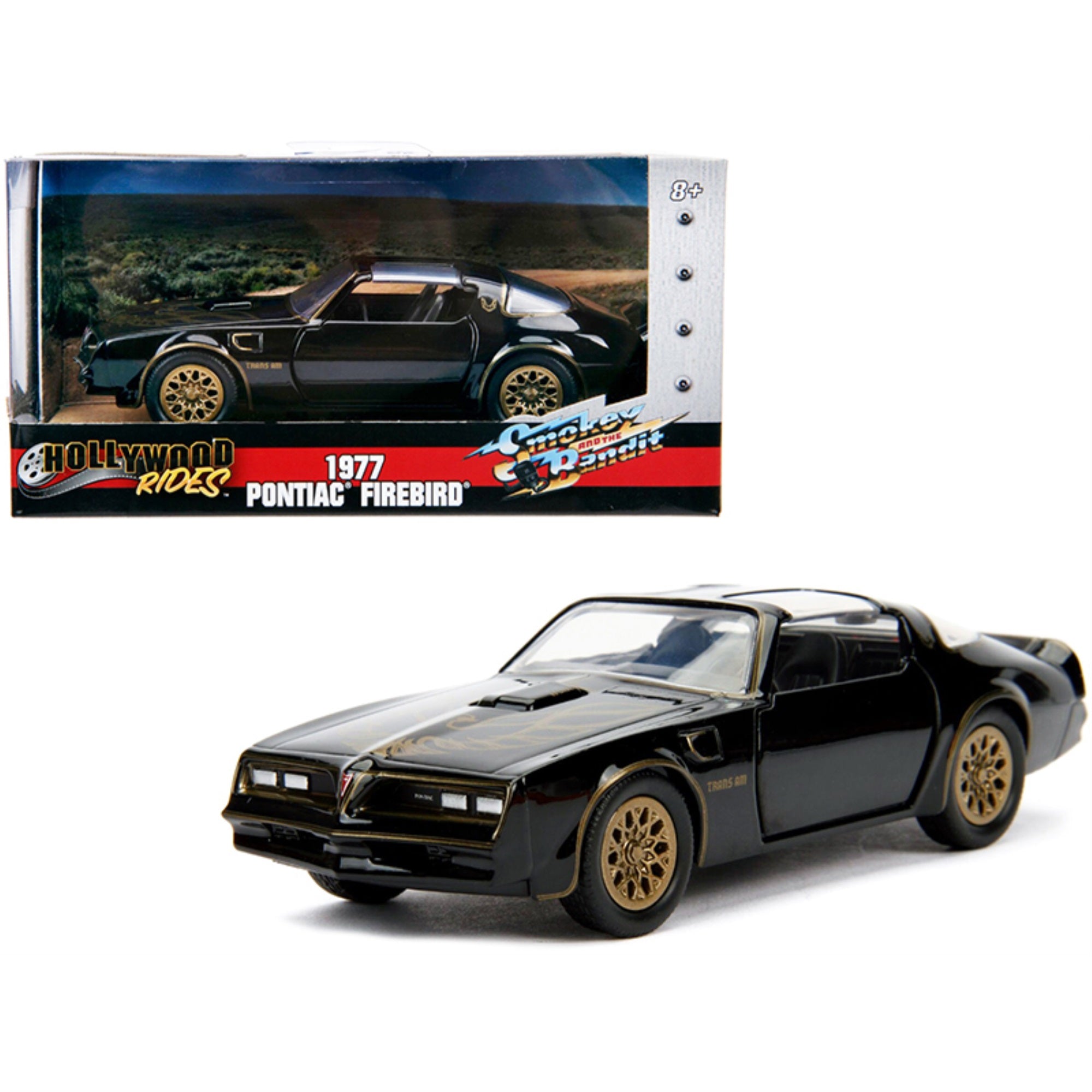 1977 Pontiac Firebird Black 'Smokey And The Bandit' (1977) Movie 'Hollywood Rides' Series 1/32 Diecast Model Car By Jada