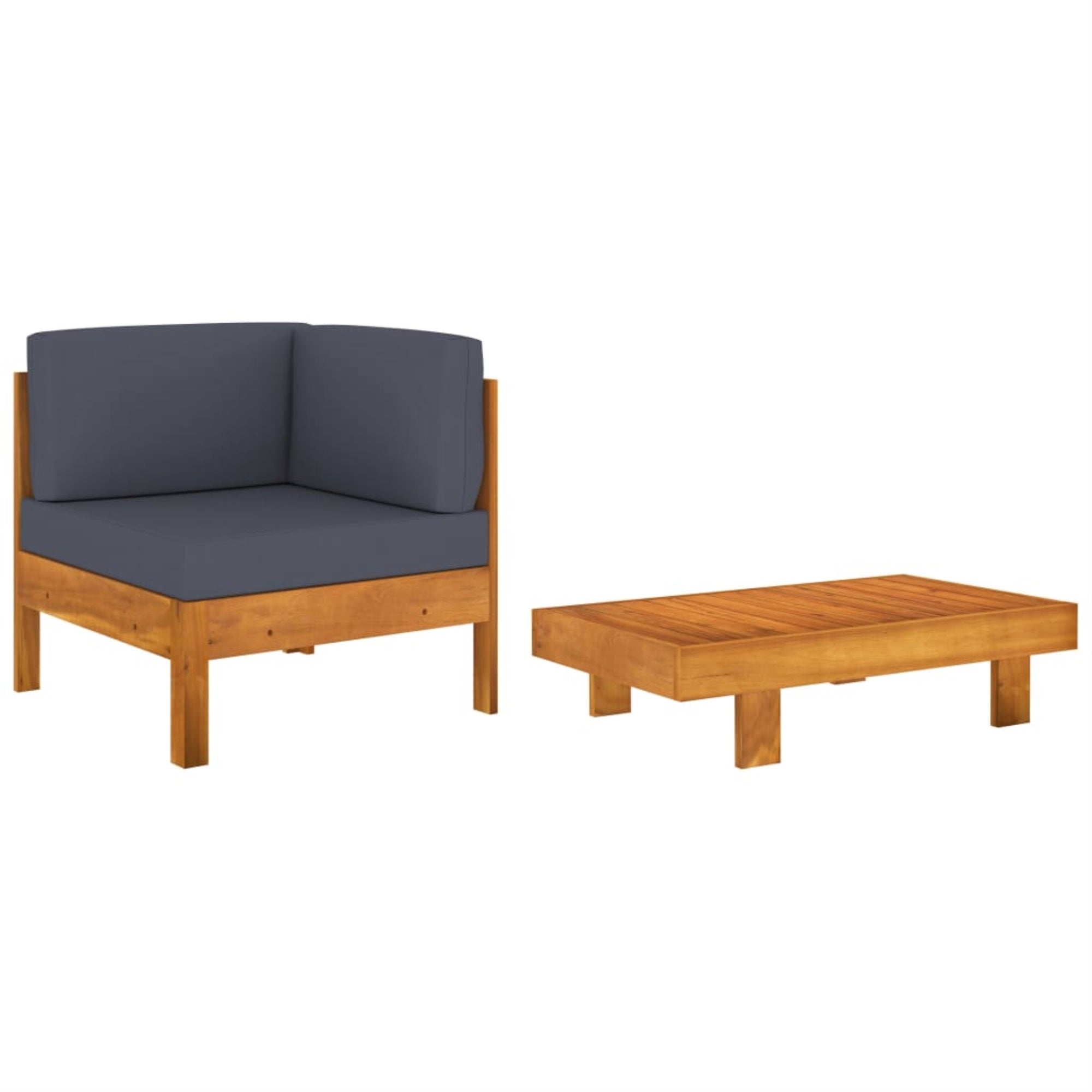 Vidaxl 2 Piece Garden Lounge Set With Dark Gray Cushions Acacia Wood