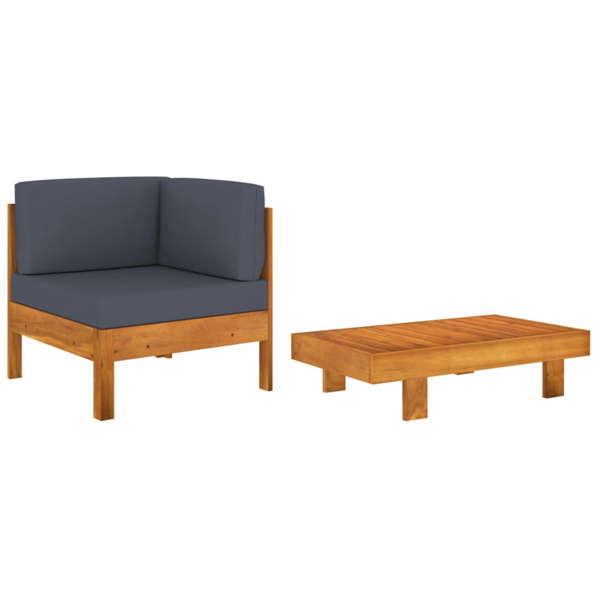 Vidaxl 2 Piece Garden Lounge Set With Dark Gray Cushions Acacia Wood
