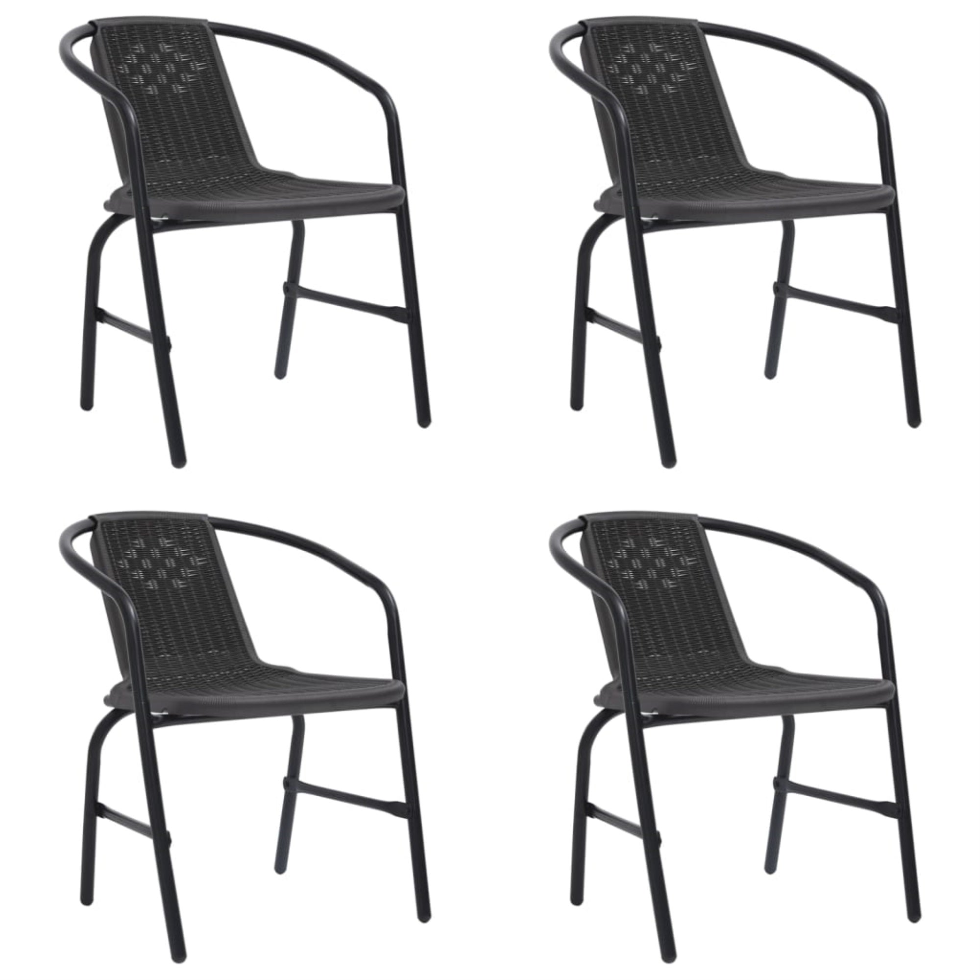 Vidaxl Garden Chairs 4 Pcs Plastic Rattan And Steel 242.5 Lb