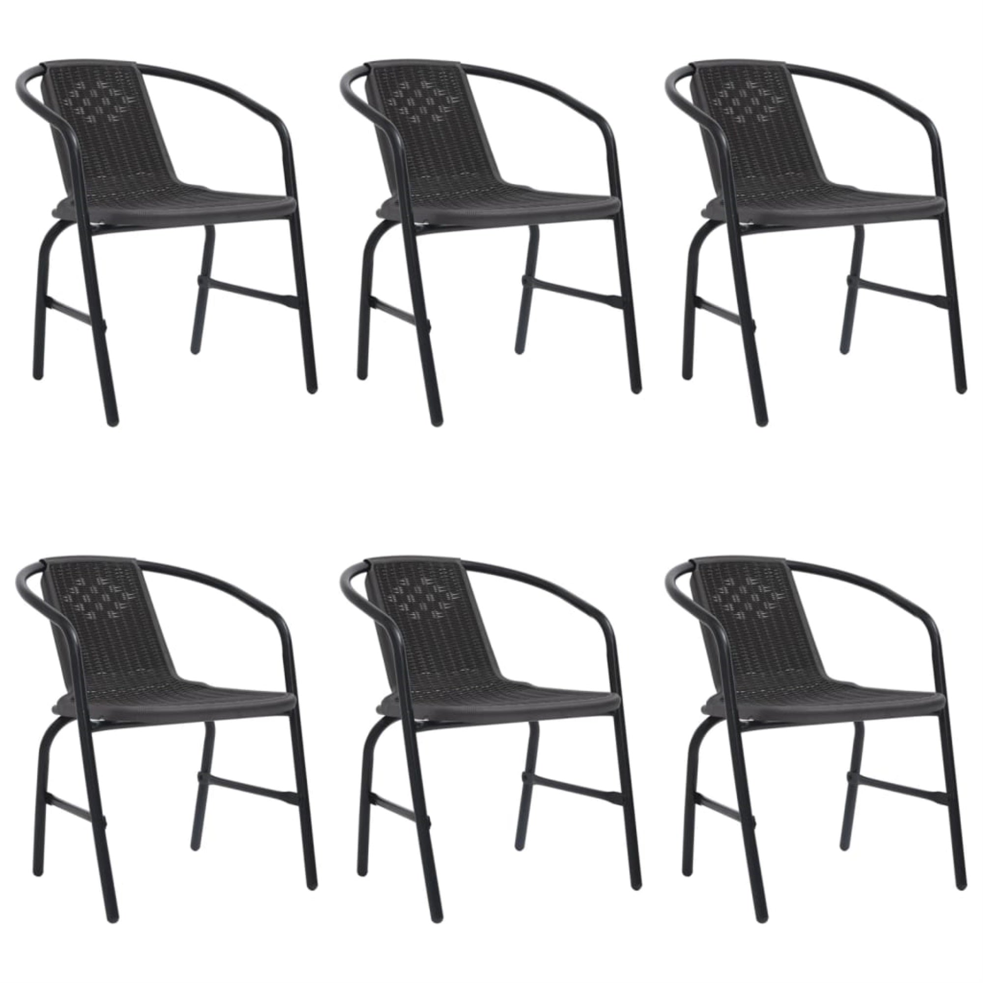 Vidaxl Garden Chairs 6 Pcs Plastic Rattan And Steel 242.5 Lb