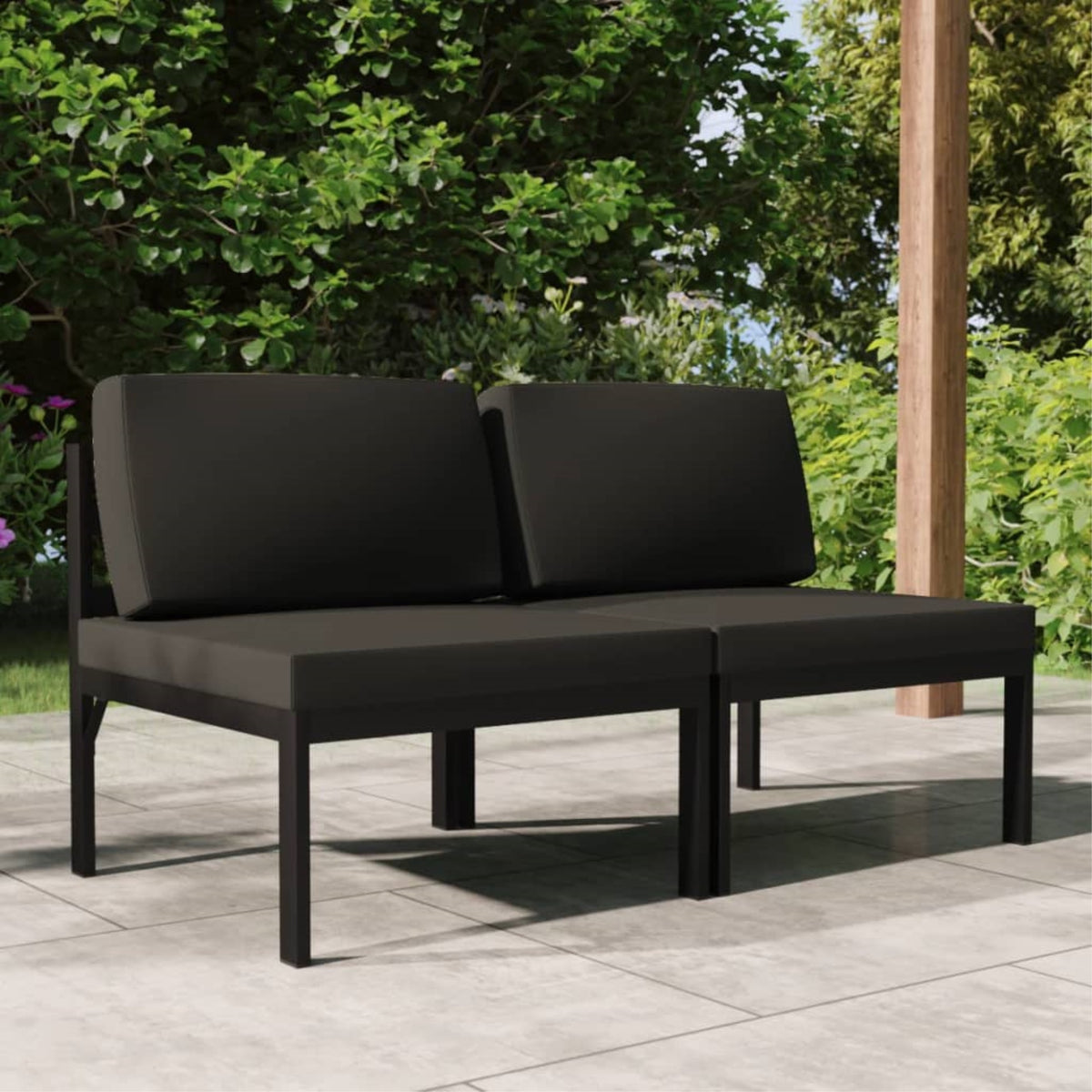 Vidaxl 2-Seater Patio Sofa With Cushions Aluminum Anthracite