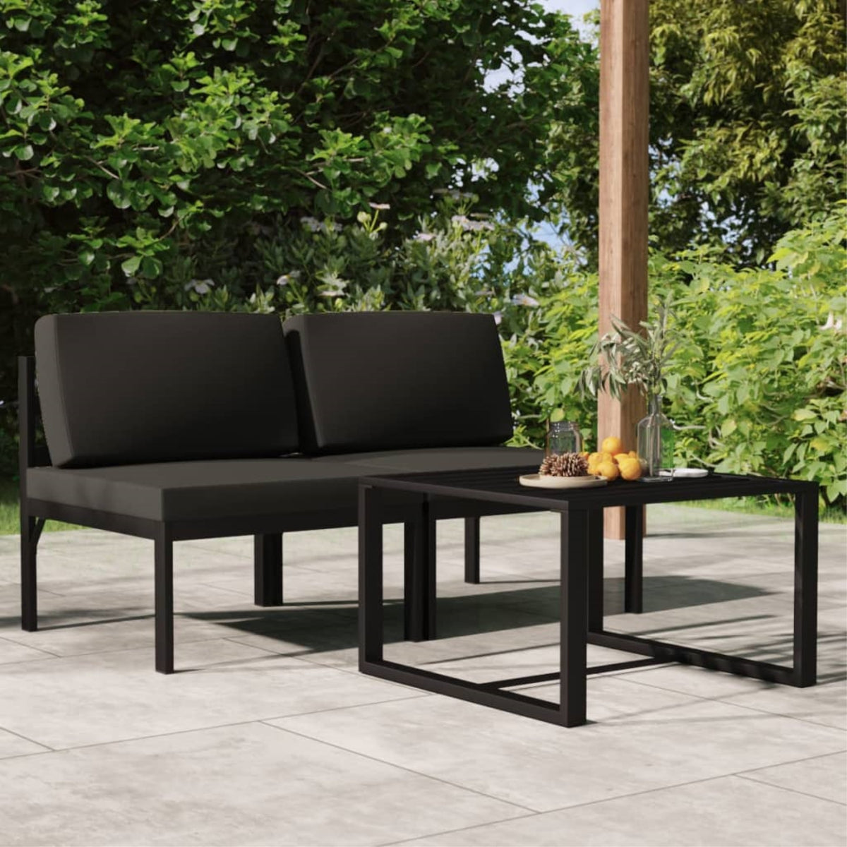 Vidaxl 3 Piece Patio Lounge Set With Cushions Aluminum Anthracite