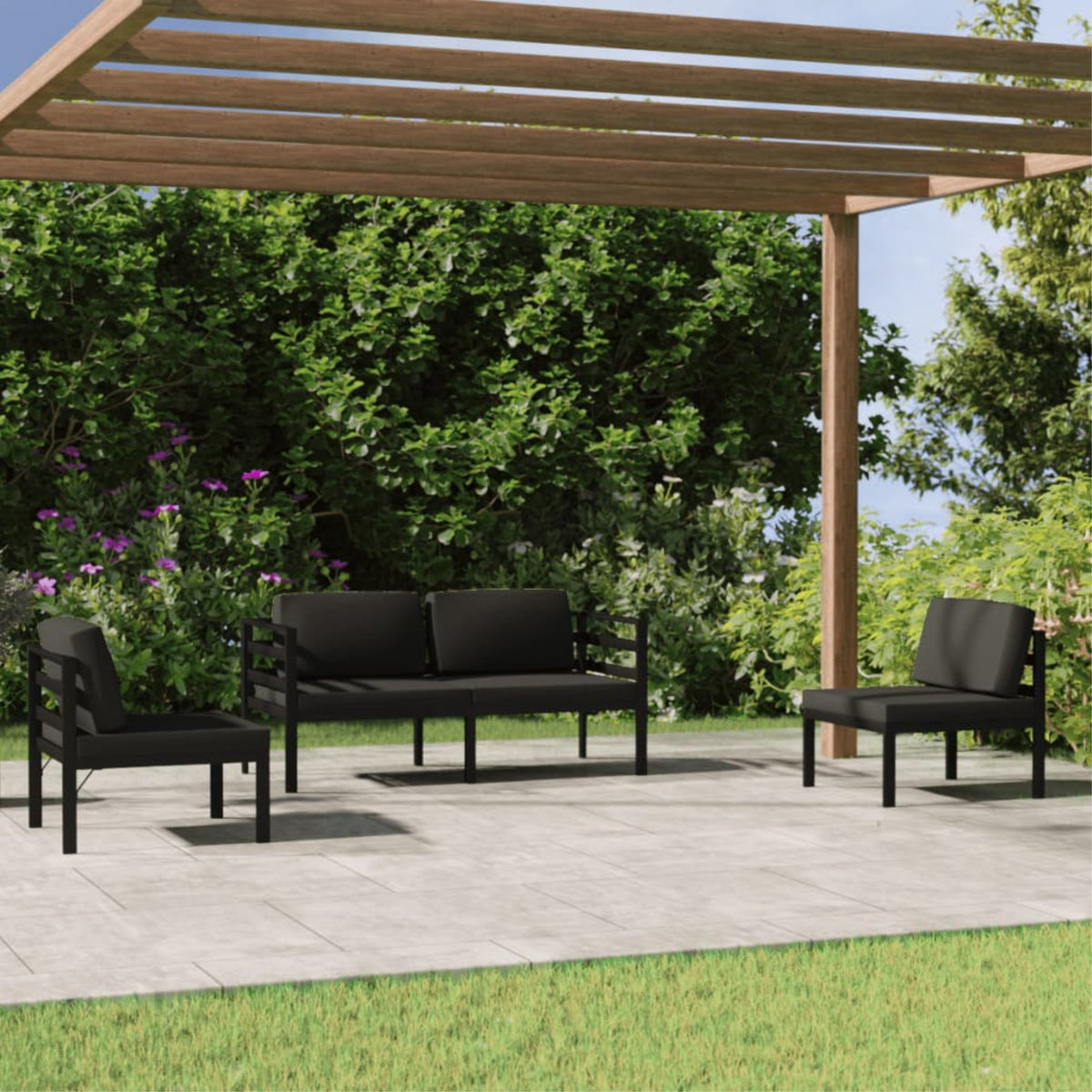 Vidaxl 4 Piece Patio Lounge Set With Cushions Aluminum Anthracite