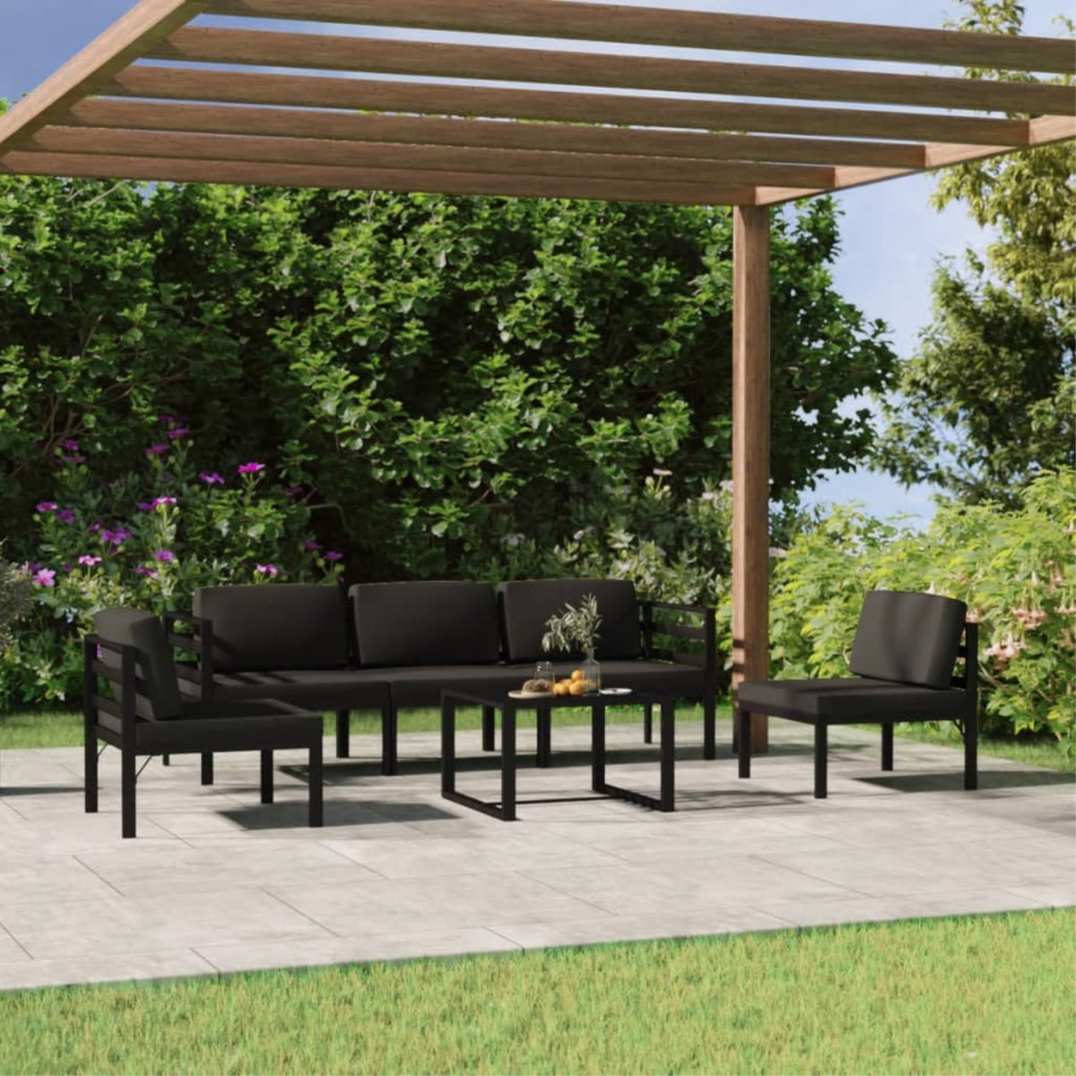 Vidaxl 6 Piece Patio Lounge Set With Cushions Aluminum Anthracite