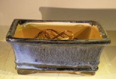 Marble Blue Ceramic Bonsai Pot - Rectangle Professional Series 8.25 x 6.25 x 4.0