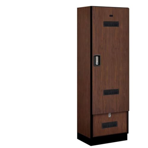 Salsbury 24 Wide Designer Wood Gear Locker - 6 Feet High - 18 Inches Deep - Mahogany - Silver Electronic Locks