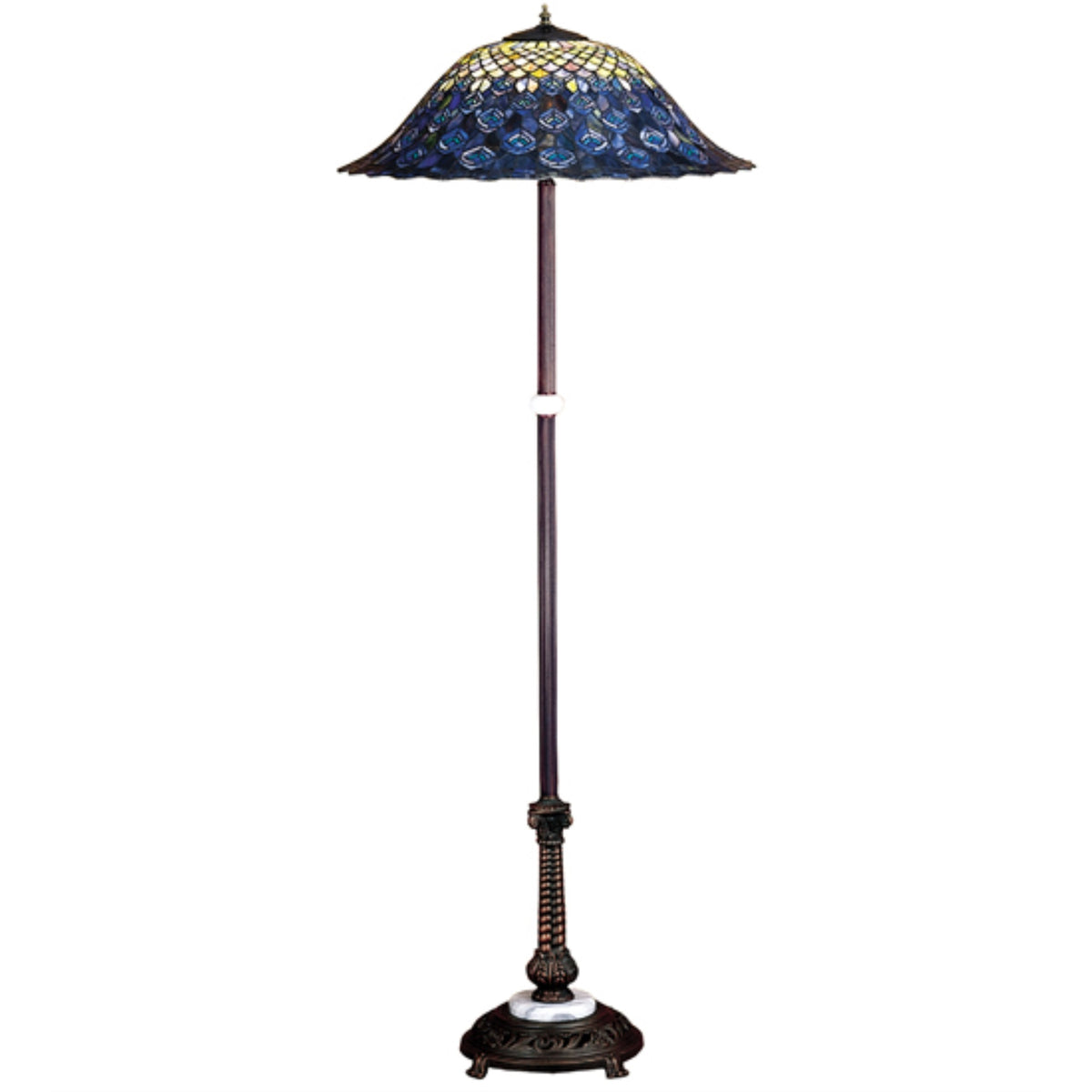 60'H Tiffany Peacock Feather Floor Lamp