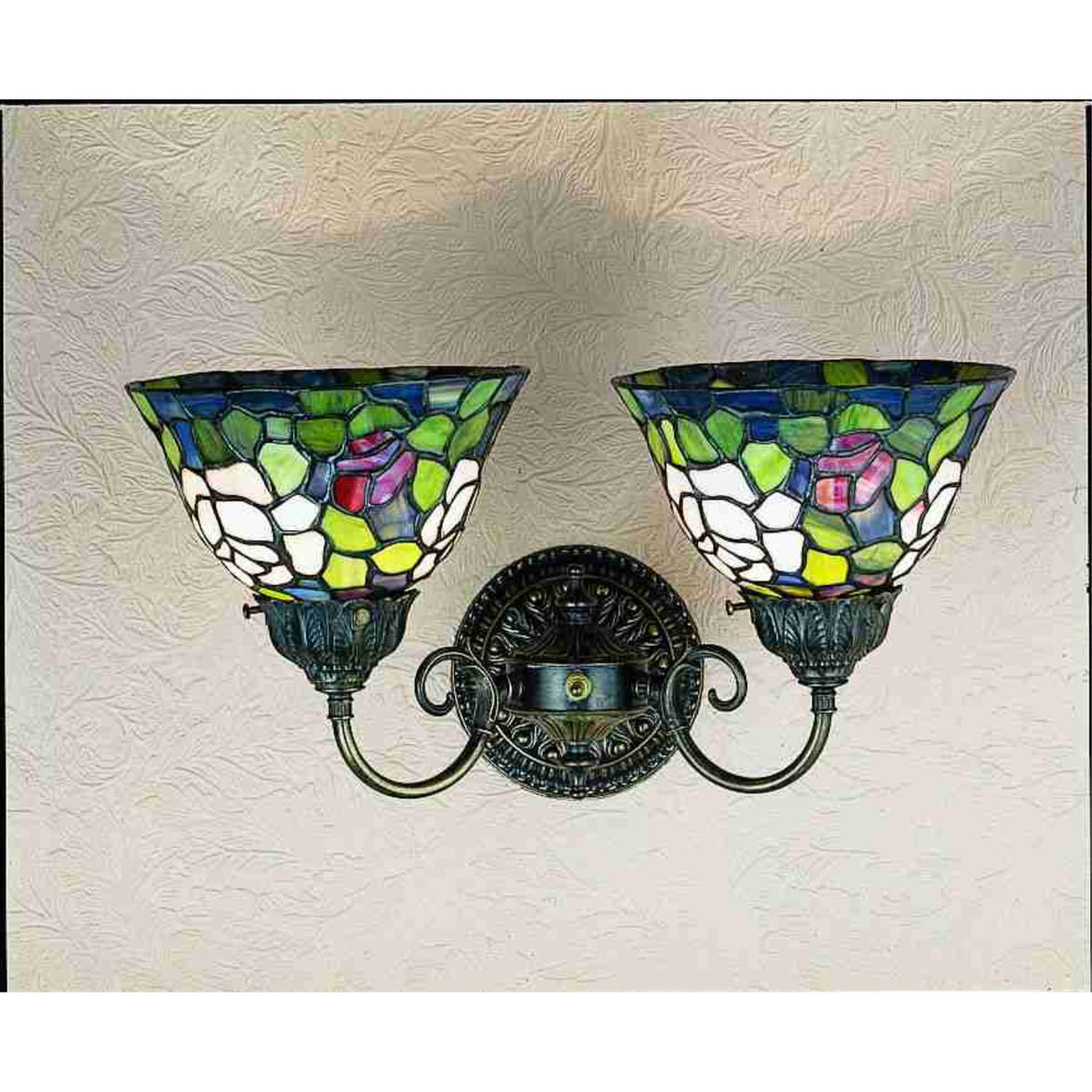 18'W Tiffany Rosebush 2 Lt Wall Sconce.602