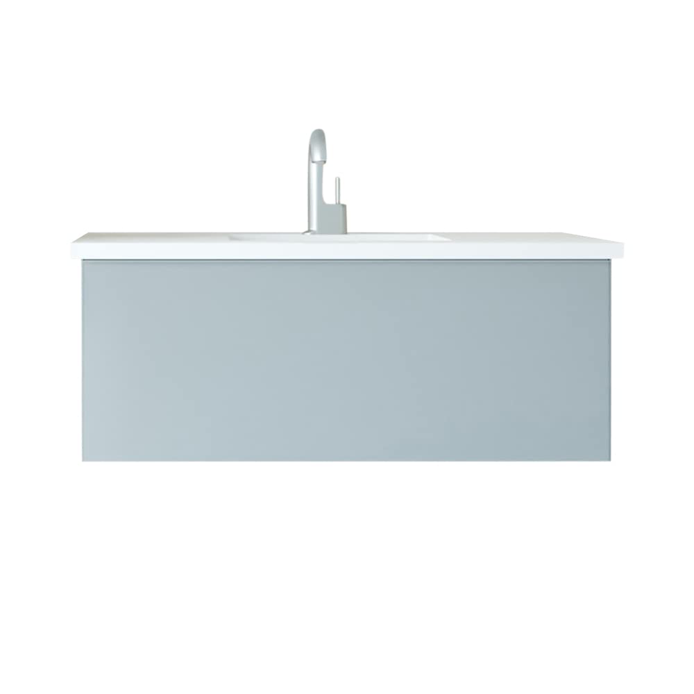 Vitri 42 - Fossil Grey Cabinet + Matte White VIVA Stone Solid Surface Countertop