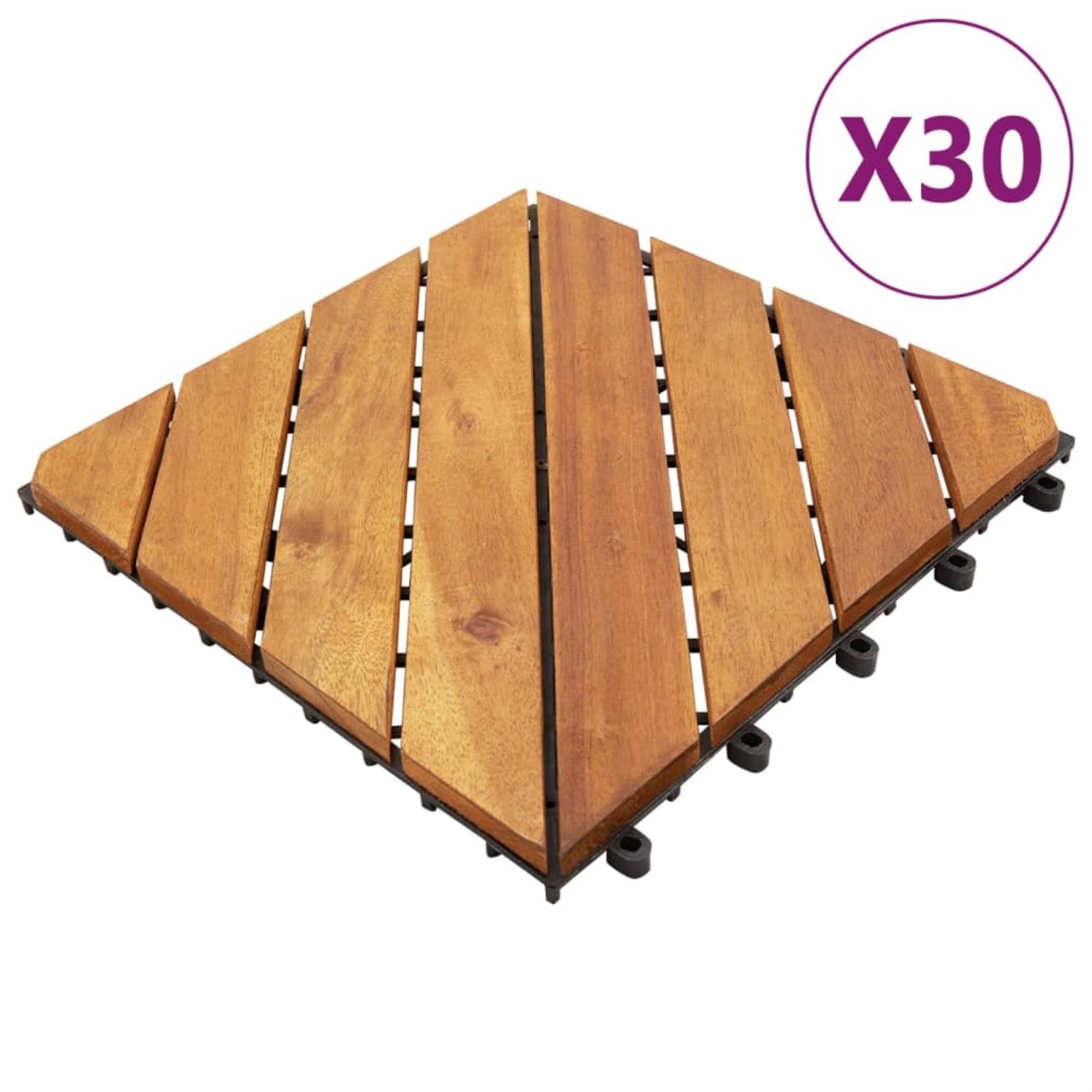 Vidaxl Decking Tiles 30 Pcs Brown 11.8'X11.8' Solid Wood Acacia
