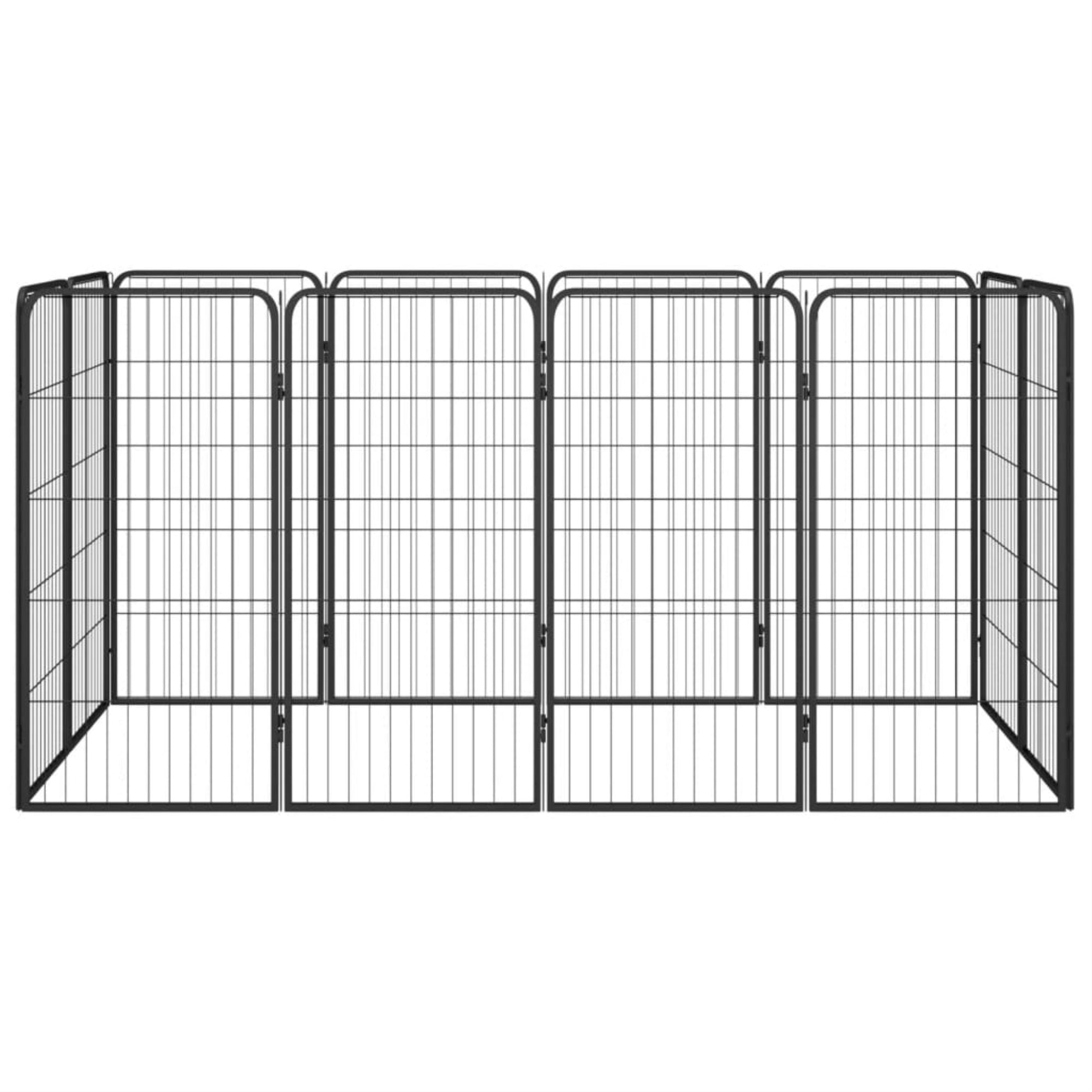 Vidaxl 12-Panel Dog Playpen Black 19.7'X39.4' Powder-Coated Steel