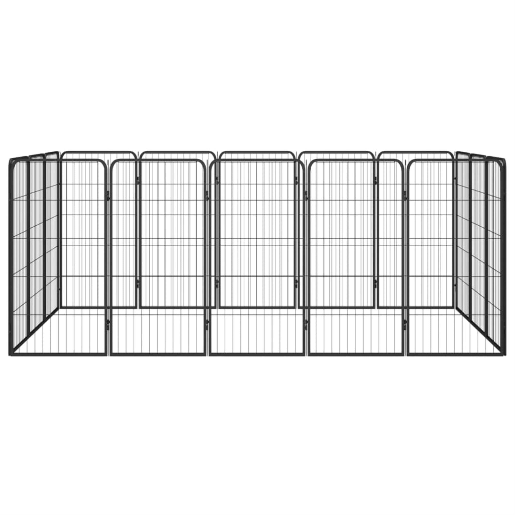 Vidaxl 16-Panel Dog Playpen Black 19.7'X39.4' Powder-Coated Steel