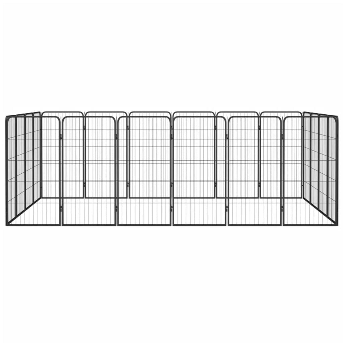 Vidaxl 20-Panel Dog Playpen Black 19.7'X39.4' Powder-Coated Steel