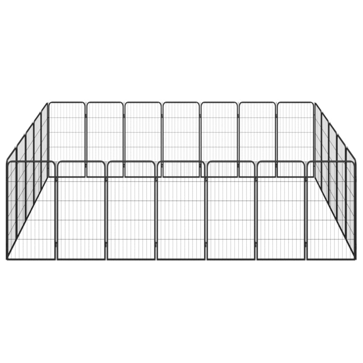Vidaxl 24-Panel Dog Playpen Black 19.7'X39.4' Powder-Coated Steel