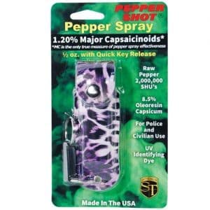 Pepper Shot 1.2% MC 1/2 oz Halo Holster Leopard Black/Purple