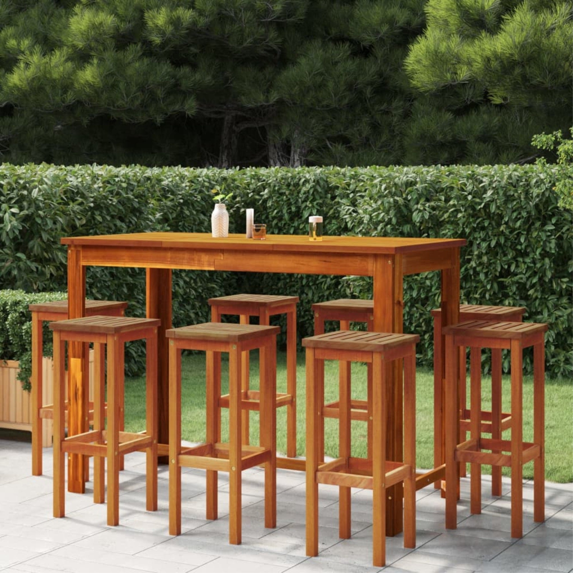 vidaXL 9 Piece Patio Bar Set Solid Wood Acacia