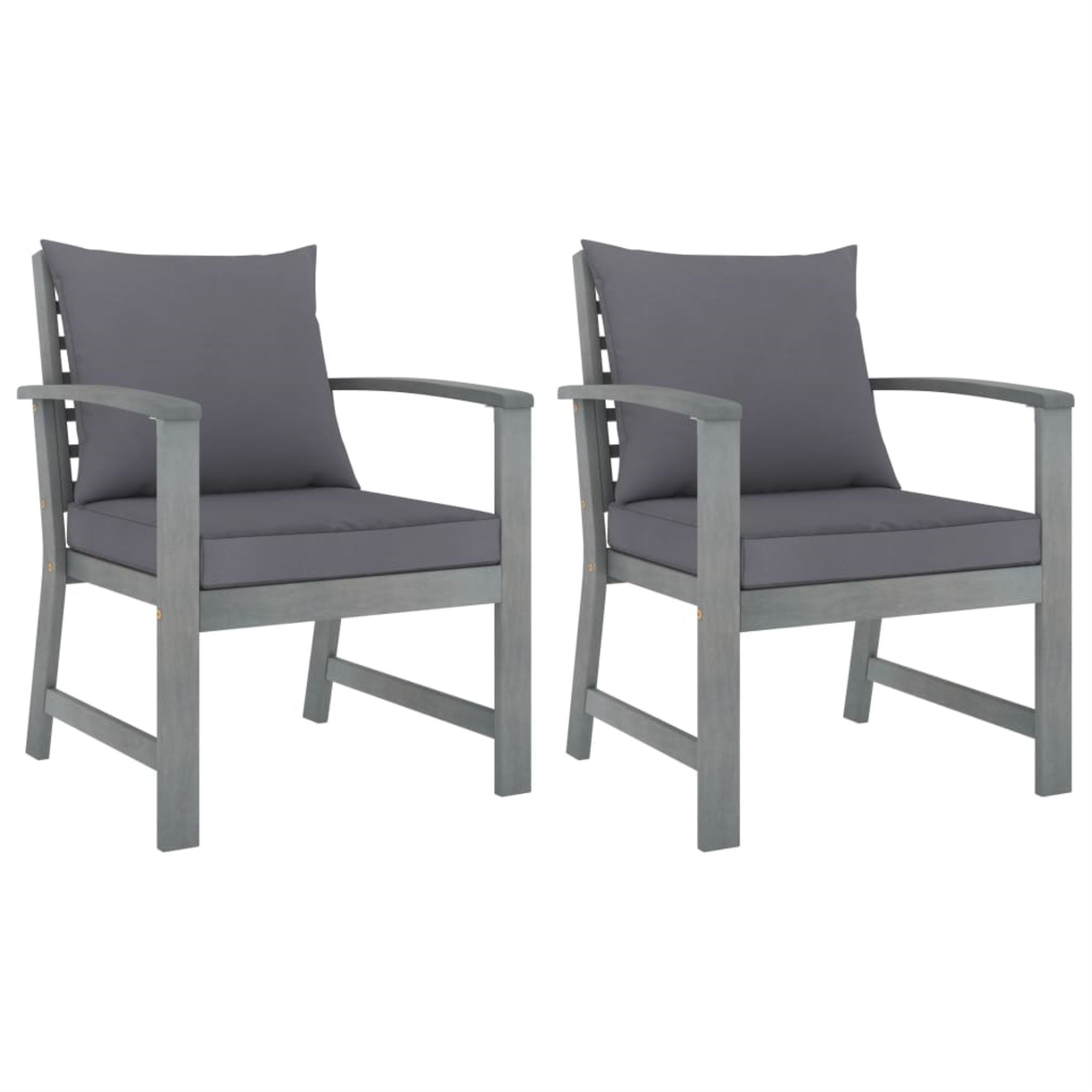 Vidaxl Garden Chairs 2 Pcs With Dark Gray Cushions Solid Acacia Wood
