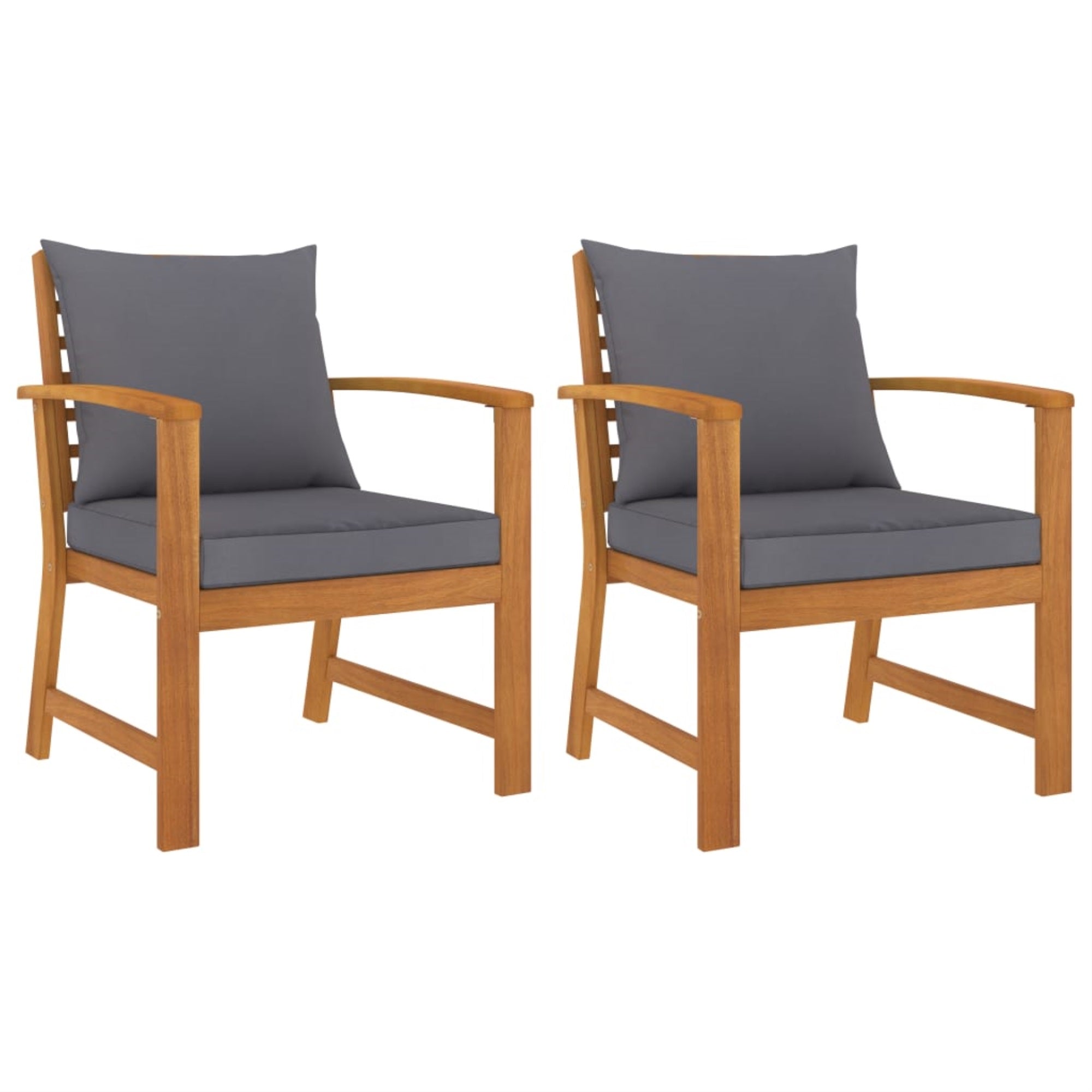 Vidaxl Garden Chairs 2 Pcs With Dark Gray Cushion Solid Acacia Wood