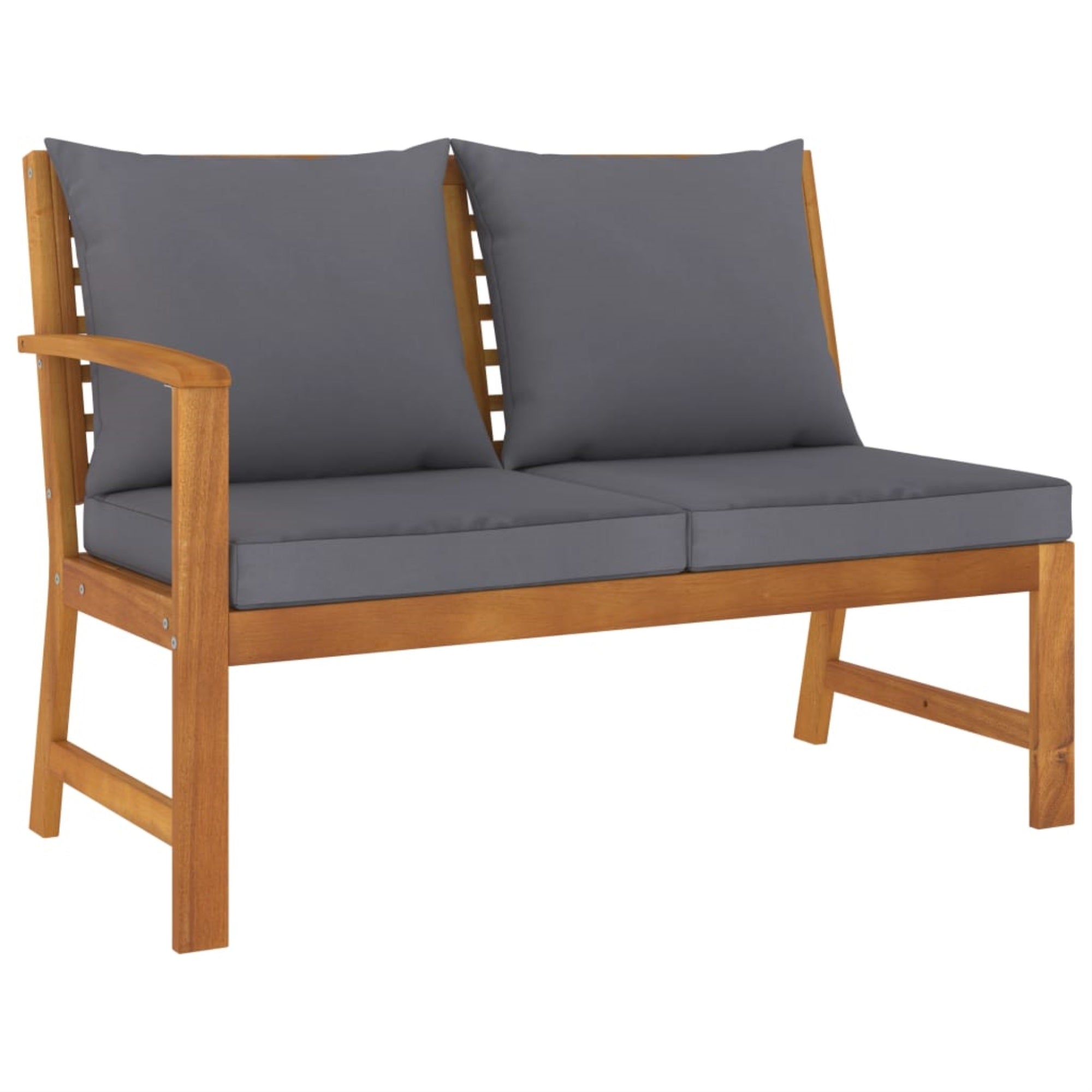 Vidaxl Garden Bench 45.1' With Dark Gray Cushion Solid Acacia Wood