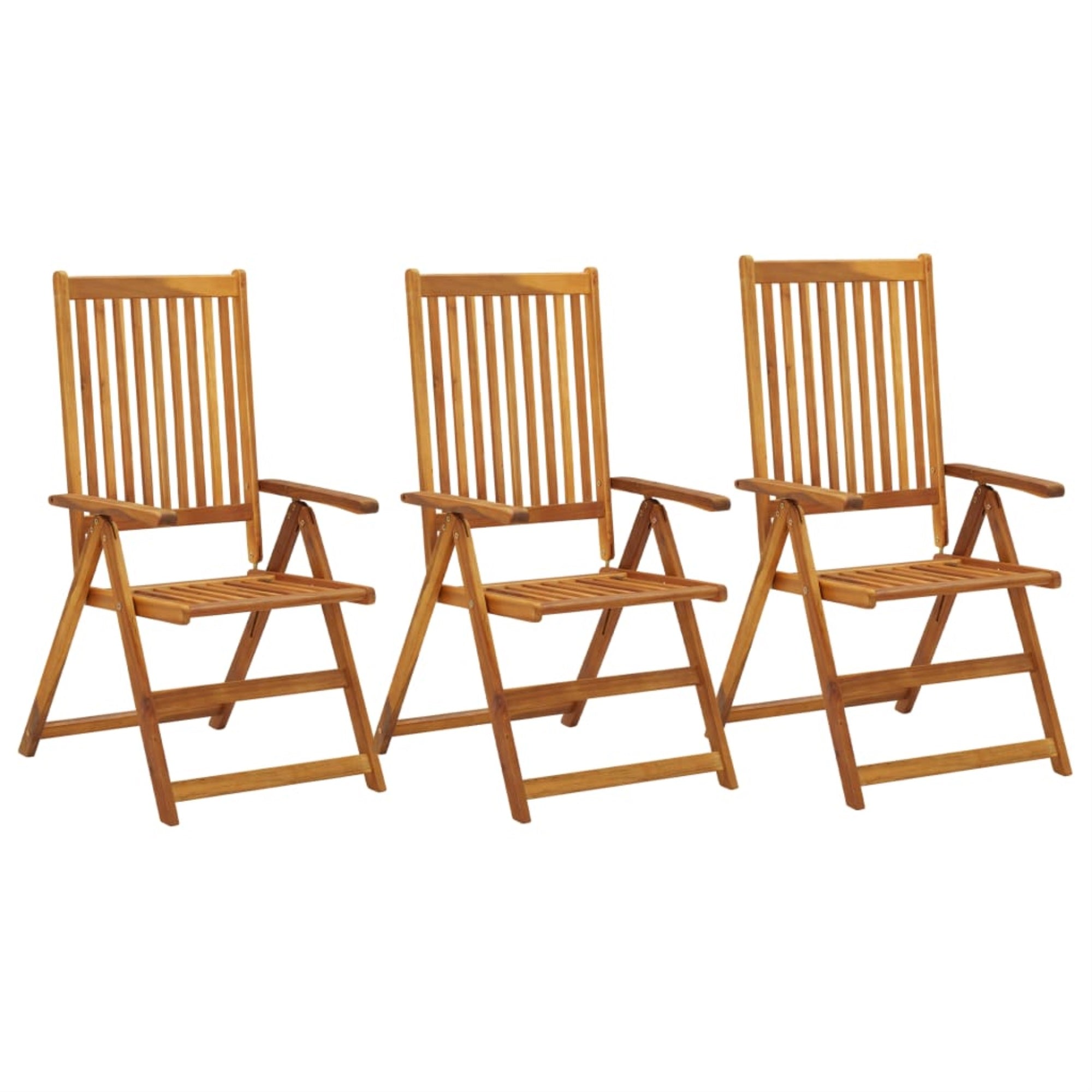 Vidaxl Garden Reclining Chairs 3 Pcs Solid Acacia Wood