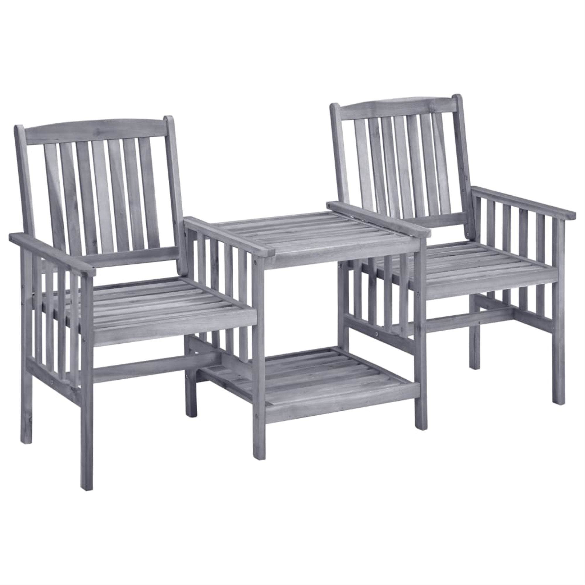 Vidaxl Patio Chairs With Tea Table 62.6'X24'X36.2' Solid Acacia Wood