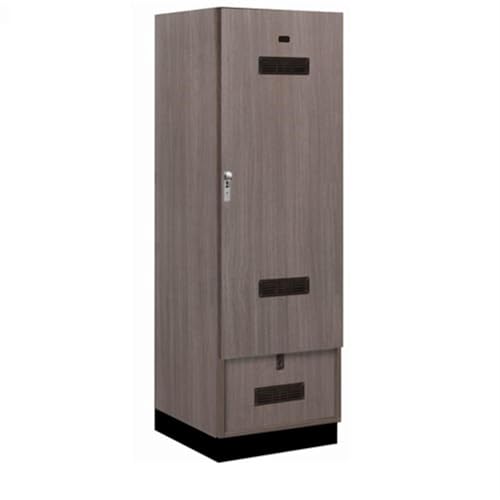 Salsbury 24 Wide Premier Wood Gear Locker - 6 Feet High - 24 Inches Deep - Skyline Walnut - Silver Hasps