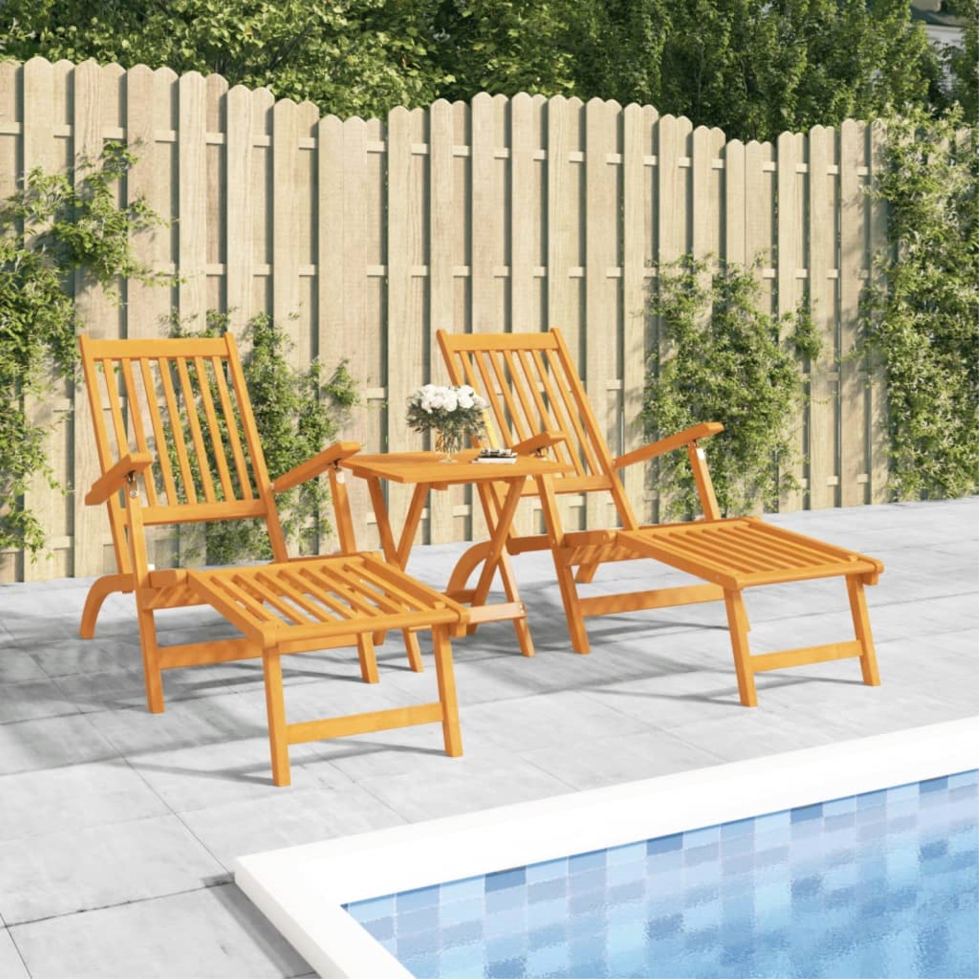 Vidaxl Patio Deck Chairs With Footrests 2 Pcs Solid Wood Acacia