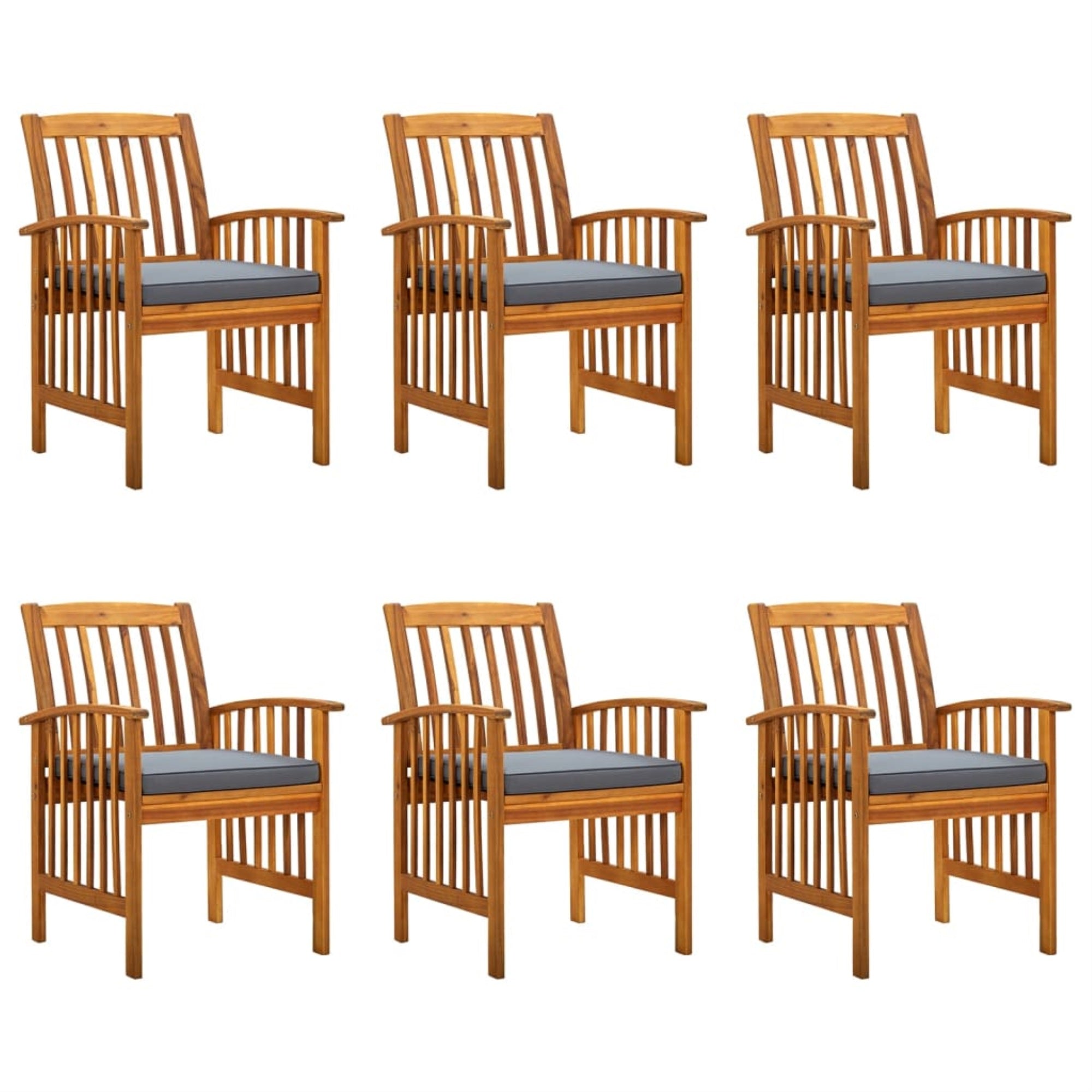 Vidaxl Patio Dining Chairs 6 Pcs With Cushions Solid Wood Acacia