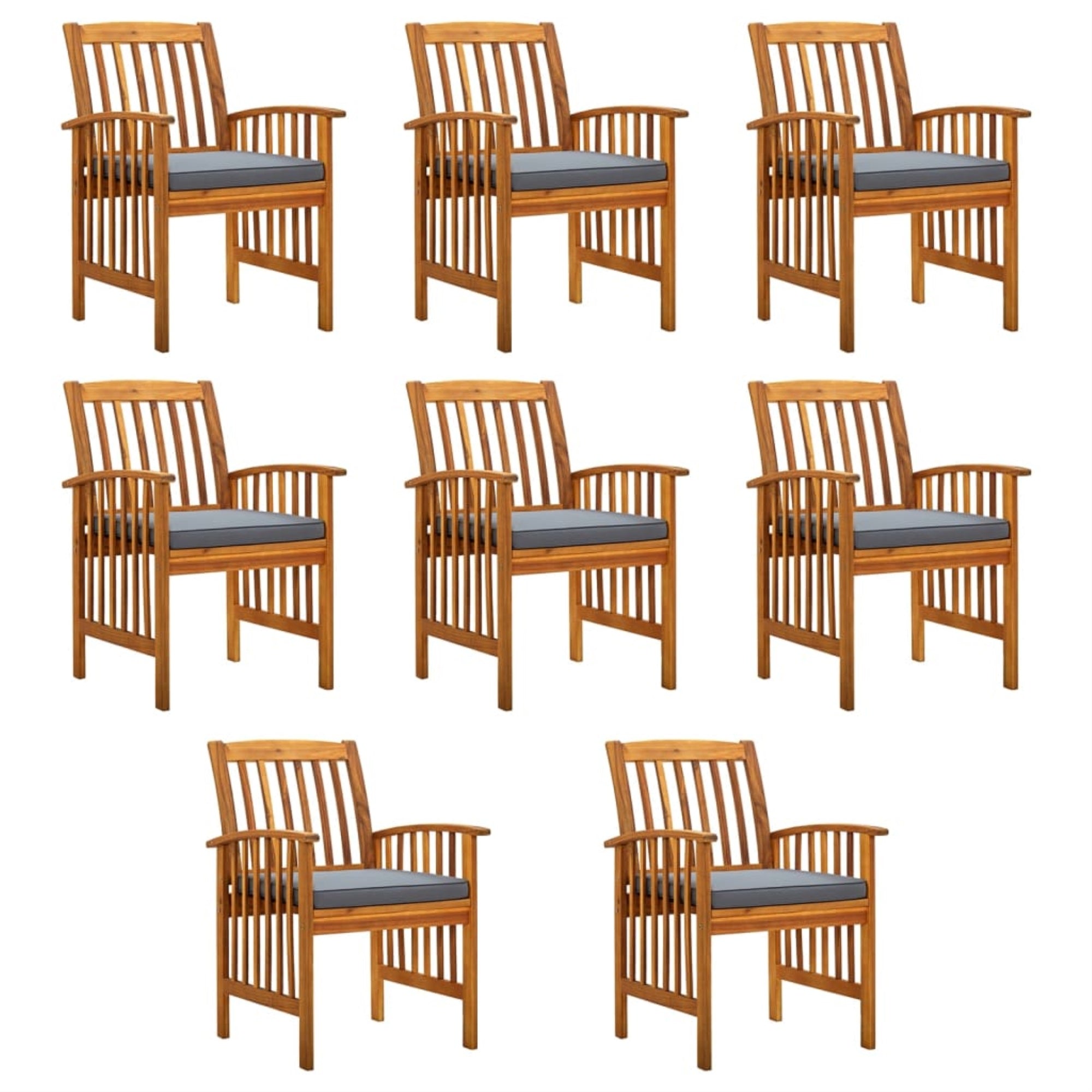 Vidaxl Patio Dining Chairs 8 Pcs With Cushions Solid Wood Acacia