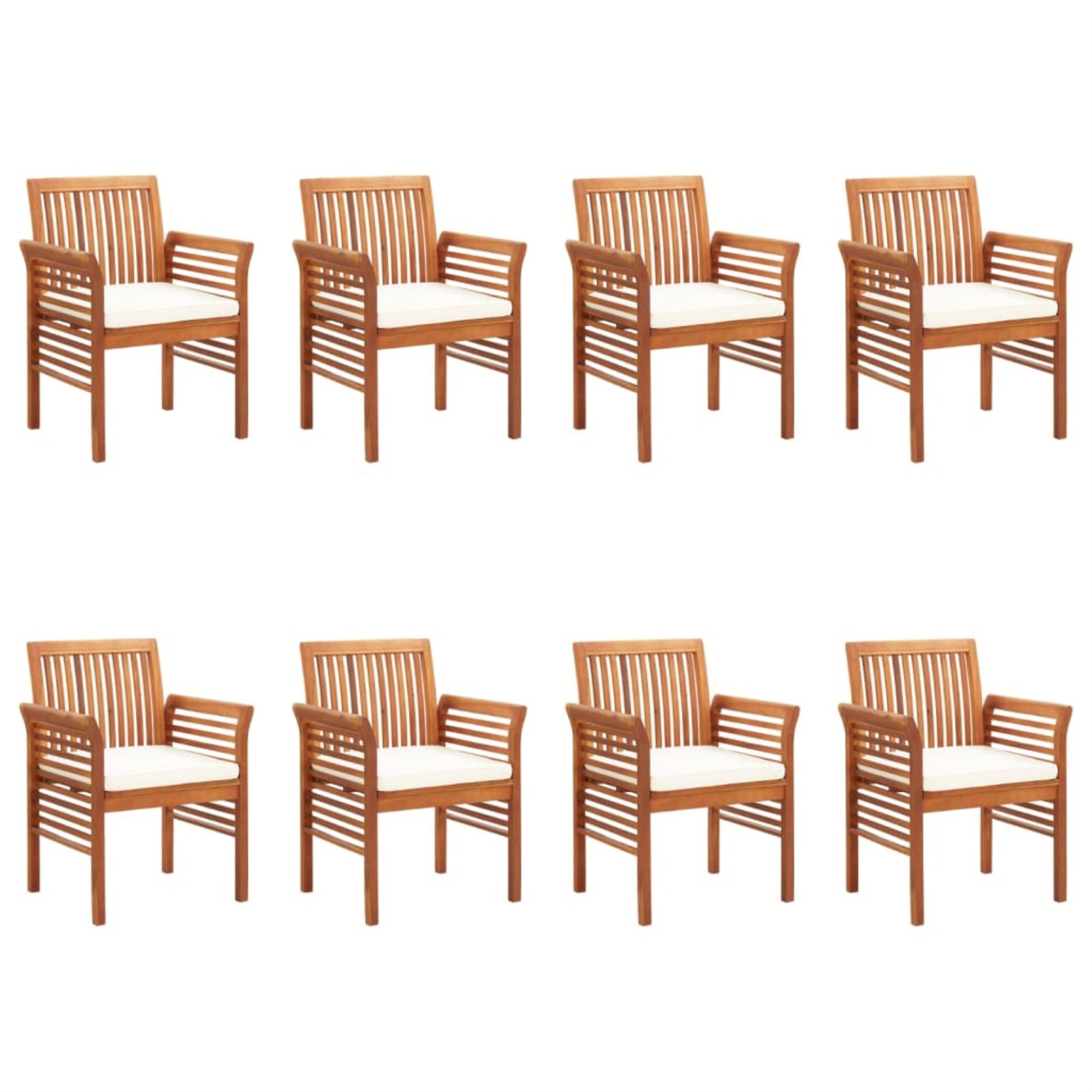 Vidaxl Patio Dining Chairs With Cushions 8 Pcs Solid Wood Acacia