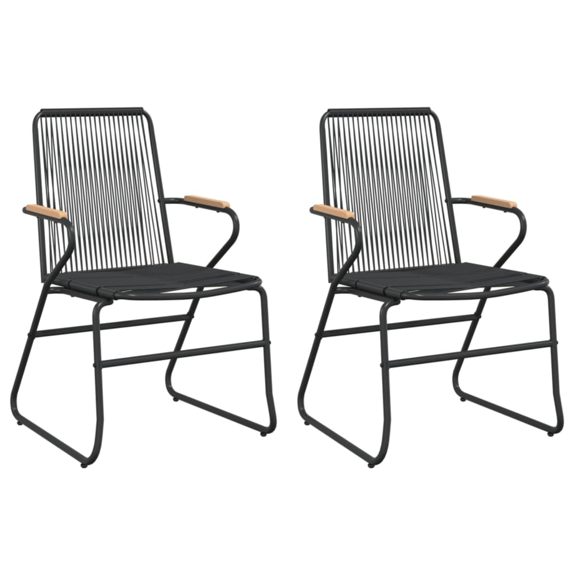 Vidaxl Patio Chairs 2 Pcs Black 22.8'X23.2'X33.7' Pvc Rattan