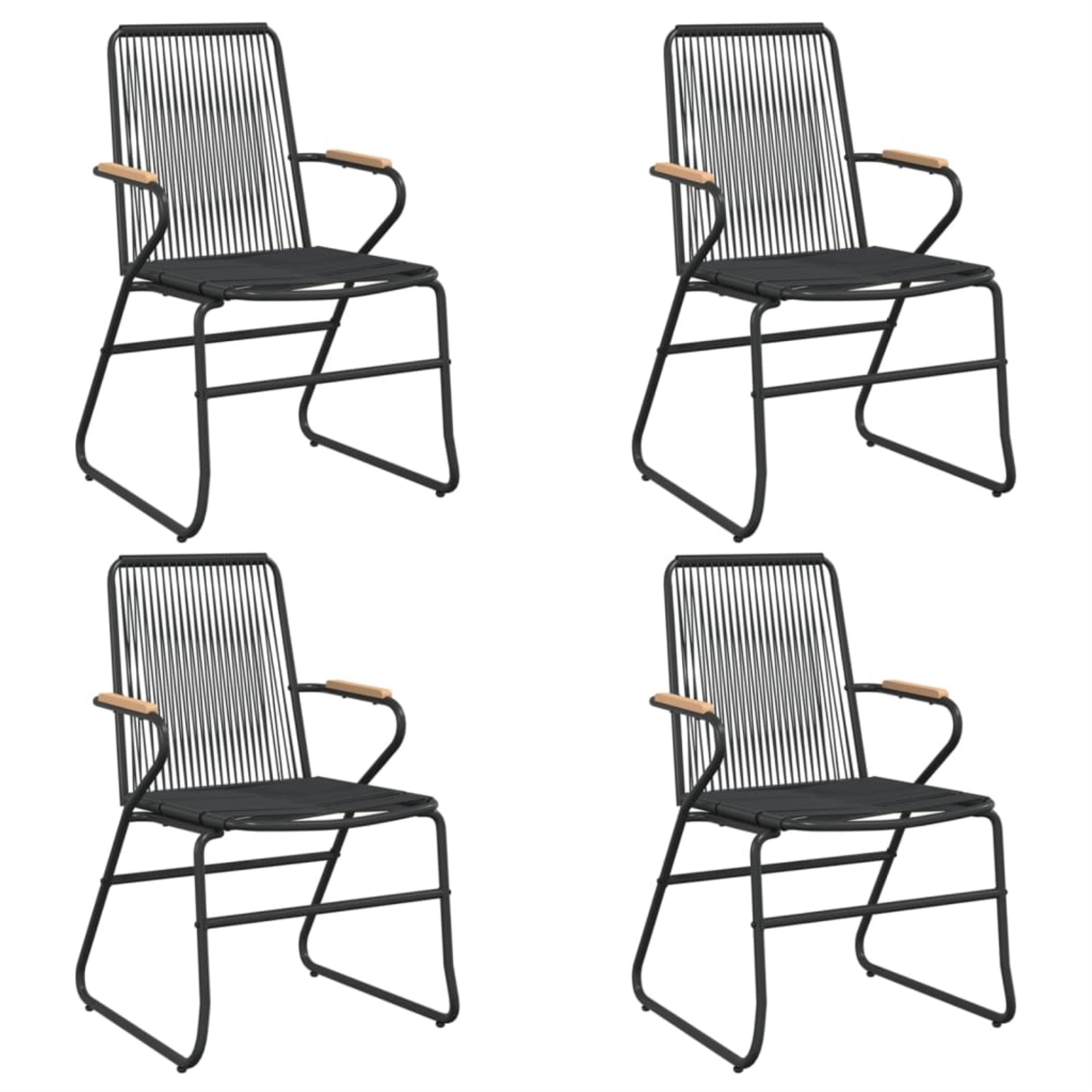 Vidaxl Patio Chairs 4 Pcs Black 22.8'X23.2'X33.7' Pvc Rattan