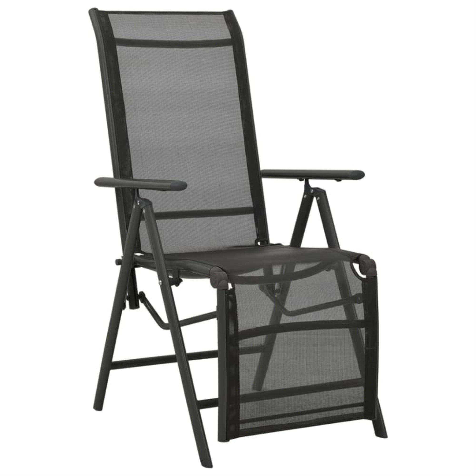 Vidaxl Reclining Patio Chairs 2Pcs Textilene And Aluminum Black
