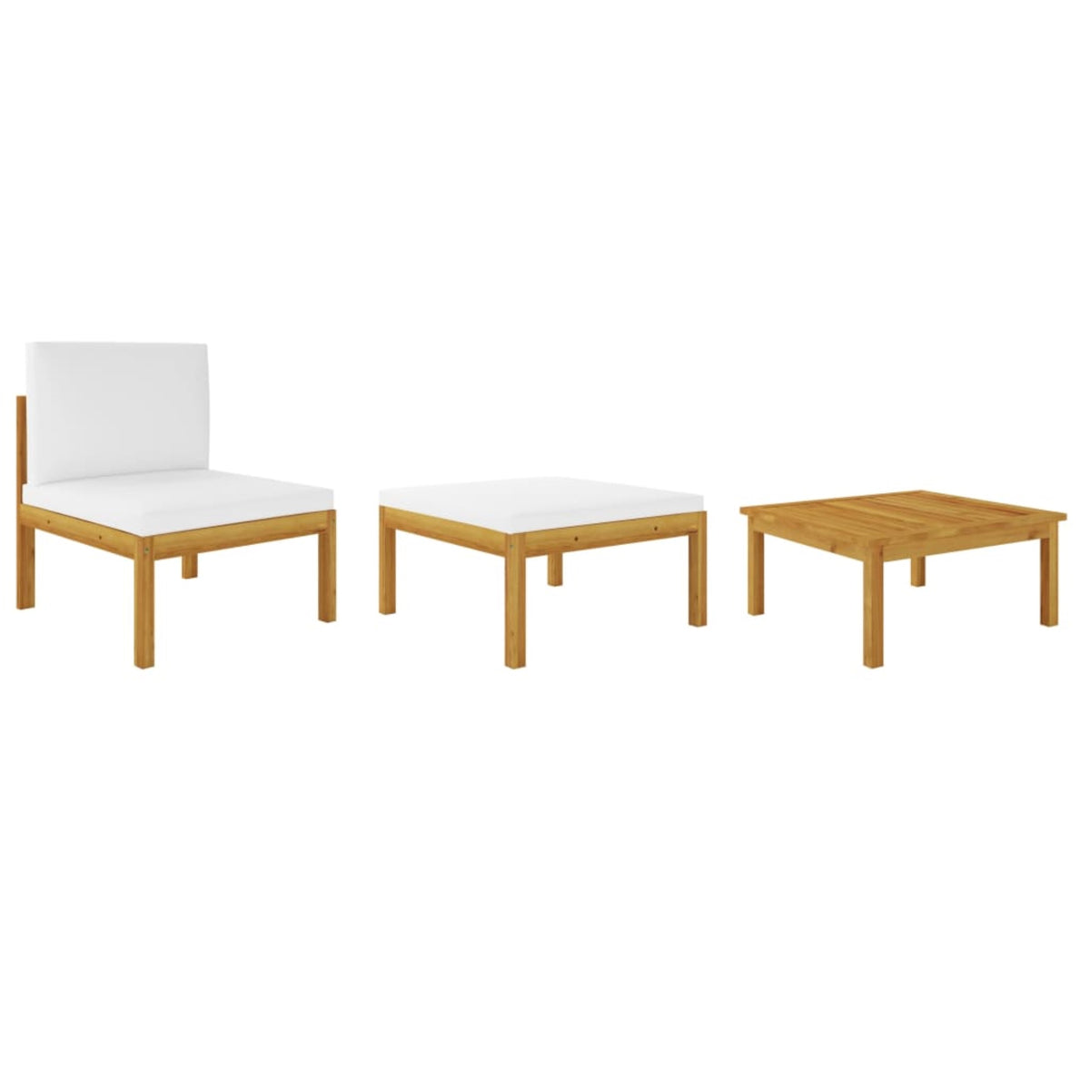 Vidaxl 3 Piece Patio Lounge Set With Cushions Solid Acacia Wood