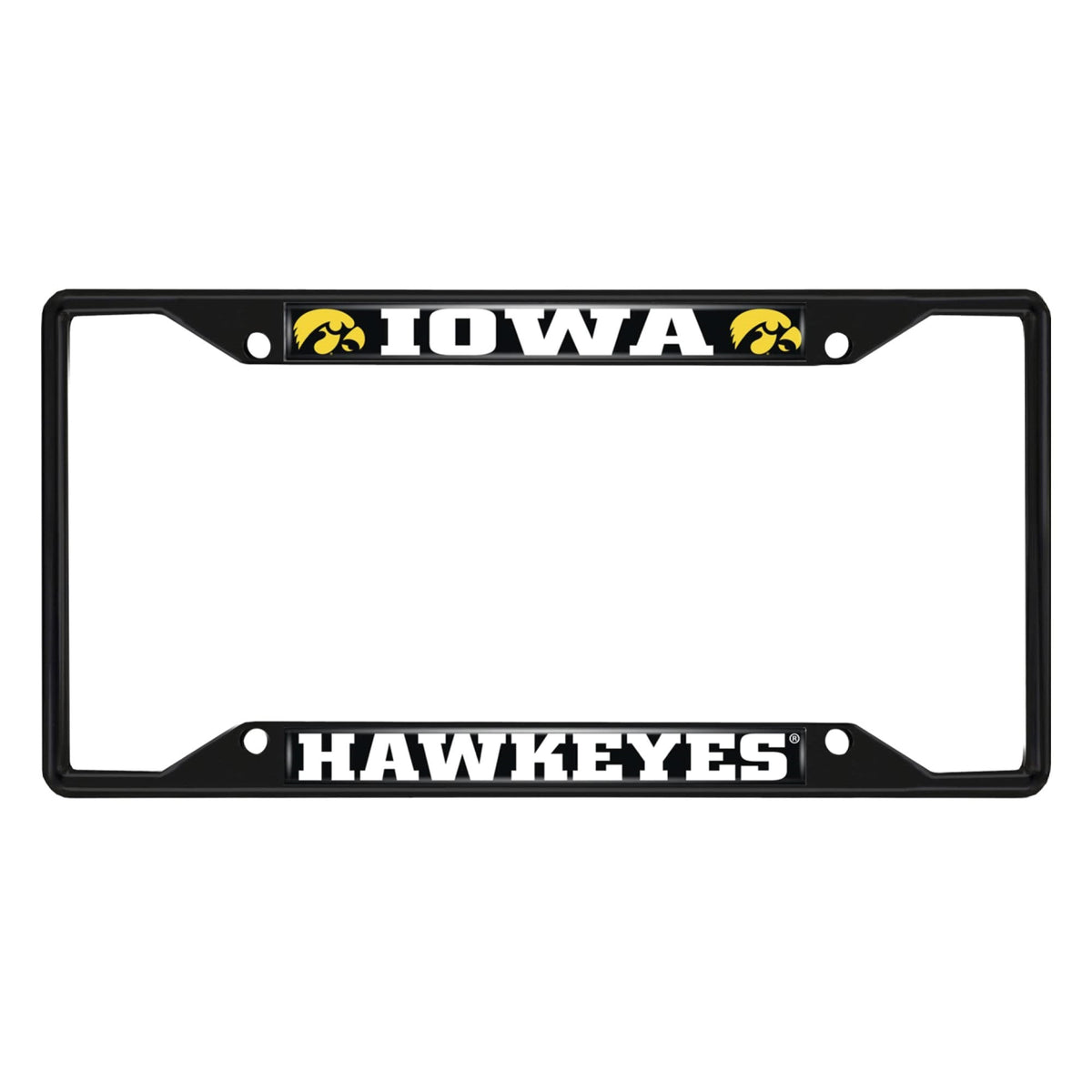 Iowa Hawkeyes Metal License Plate Frame Black Finish