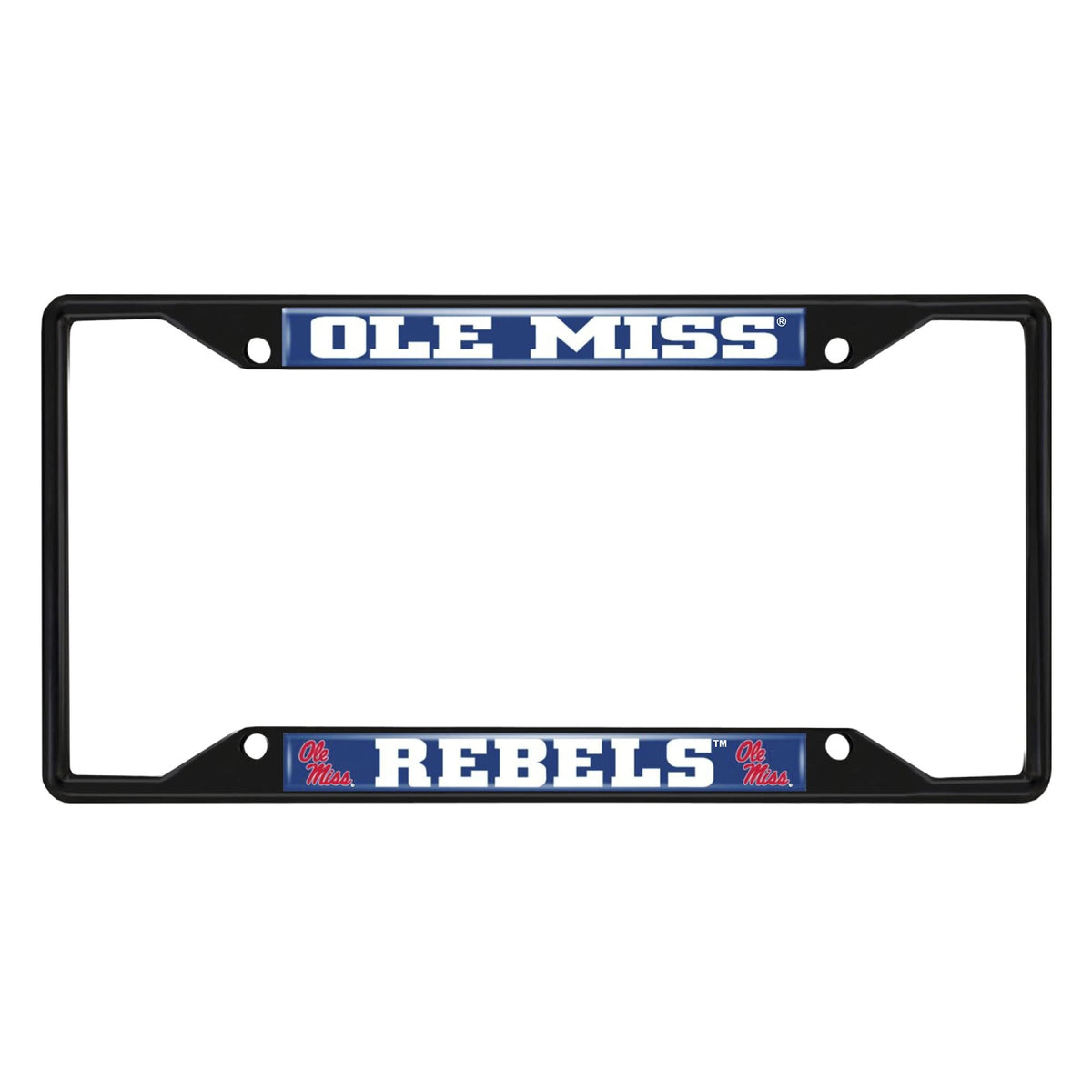Ole Miss Rebels Metal License Plate Frame Black Finish