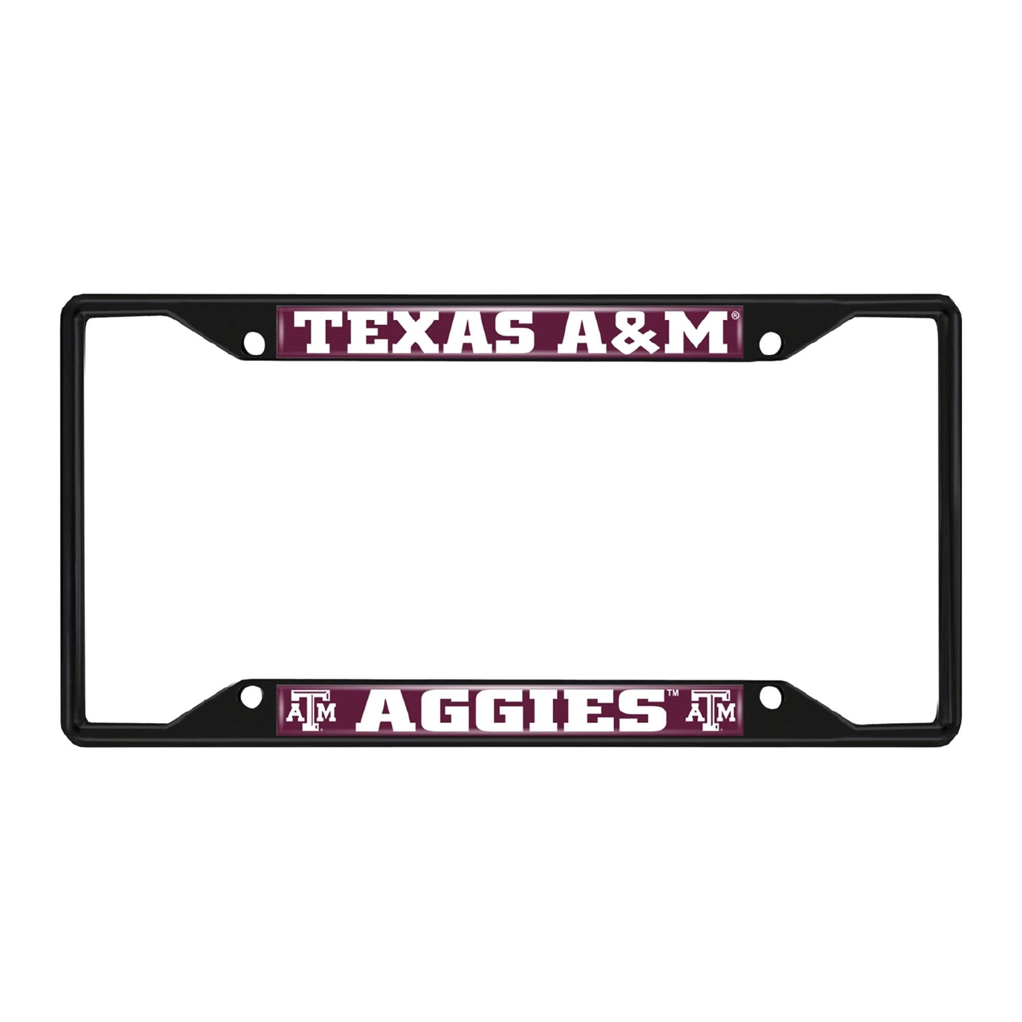 Texas A&M Aggies Metal License Plate Frame Black Finish