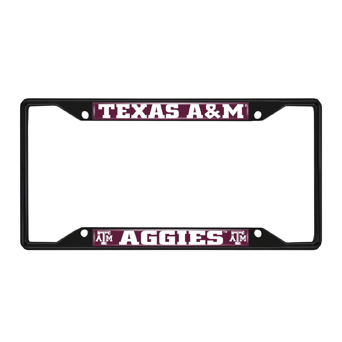 Texas A&M Aggies Metal License Plate Frame Black Finish